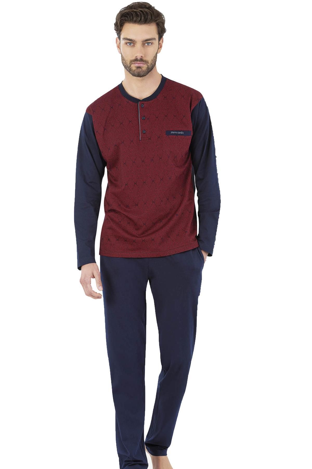Pierre Cardin Kutulu Erkek Pijama Takım, %100 Pamuklu Jakarlı Pijama Takım