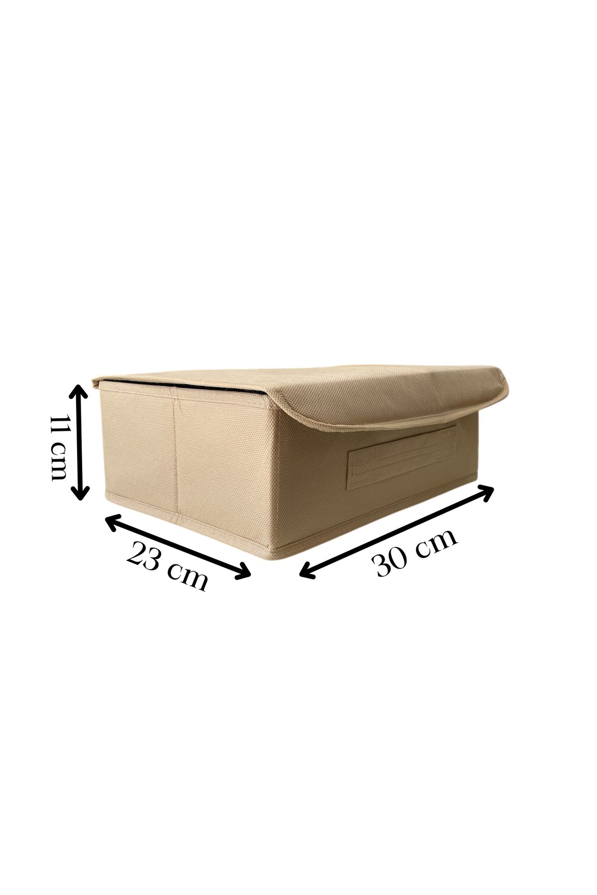 ON-ARS TEKSTİL-Beige Covered Cabinet Drawer Jewelry Laundry Folding Storage Box Basket 30X23X11 cm 4