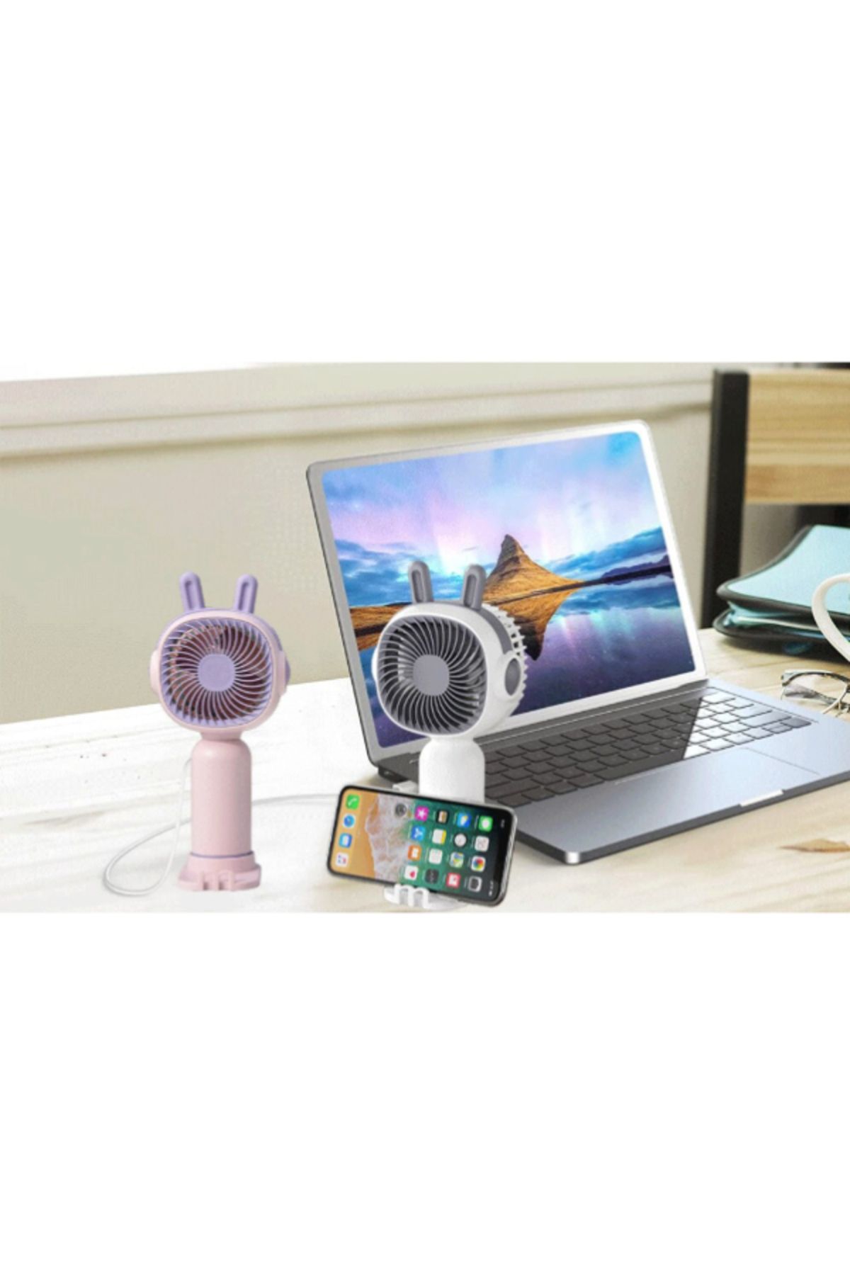 differenthome Telefon Tutuculu Şarjlı Mini El Fanı
