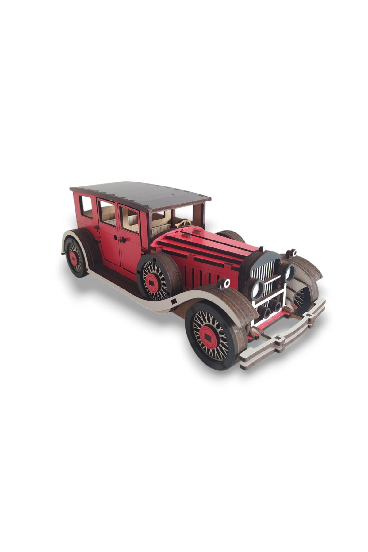 Home Ahşap Dekoratif nostaljik -195 parça- kırmızı renk- 3d puzzle klasik araba maketi
