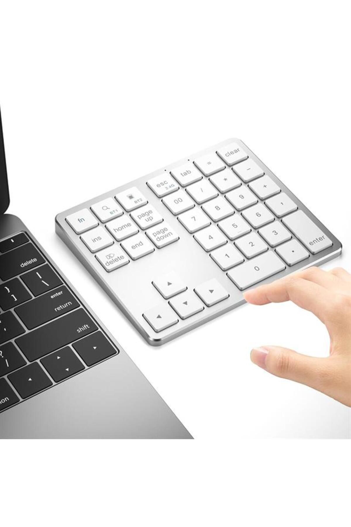 Powermaster Pm-26596 Mini Gümüş Bluetooth 5.2 Kablosuz Num Pad 35 Tuş Klavye Genişletme Sayı Bloğu