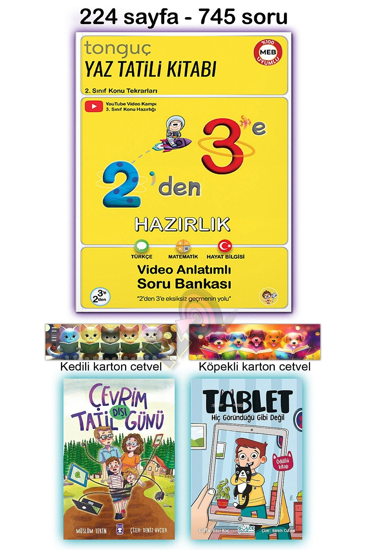 Tonguç Yayınları 2'den 3'e Hazırlık Yaz Tatili Kitabı Tablet Çevrim Dışı Tatil Günü