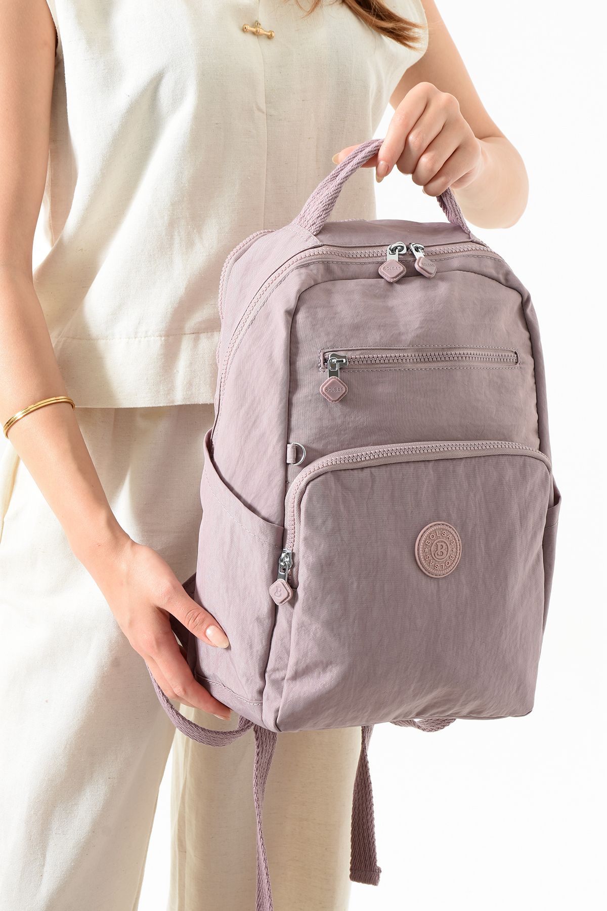 Just Polo Mathilda 1086 Kadın Çok Gözlü Su Geçirmez Kumaş Sırt Çantası (EN 29 BOY 39 GENİŞLİK 12)