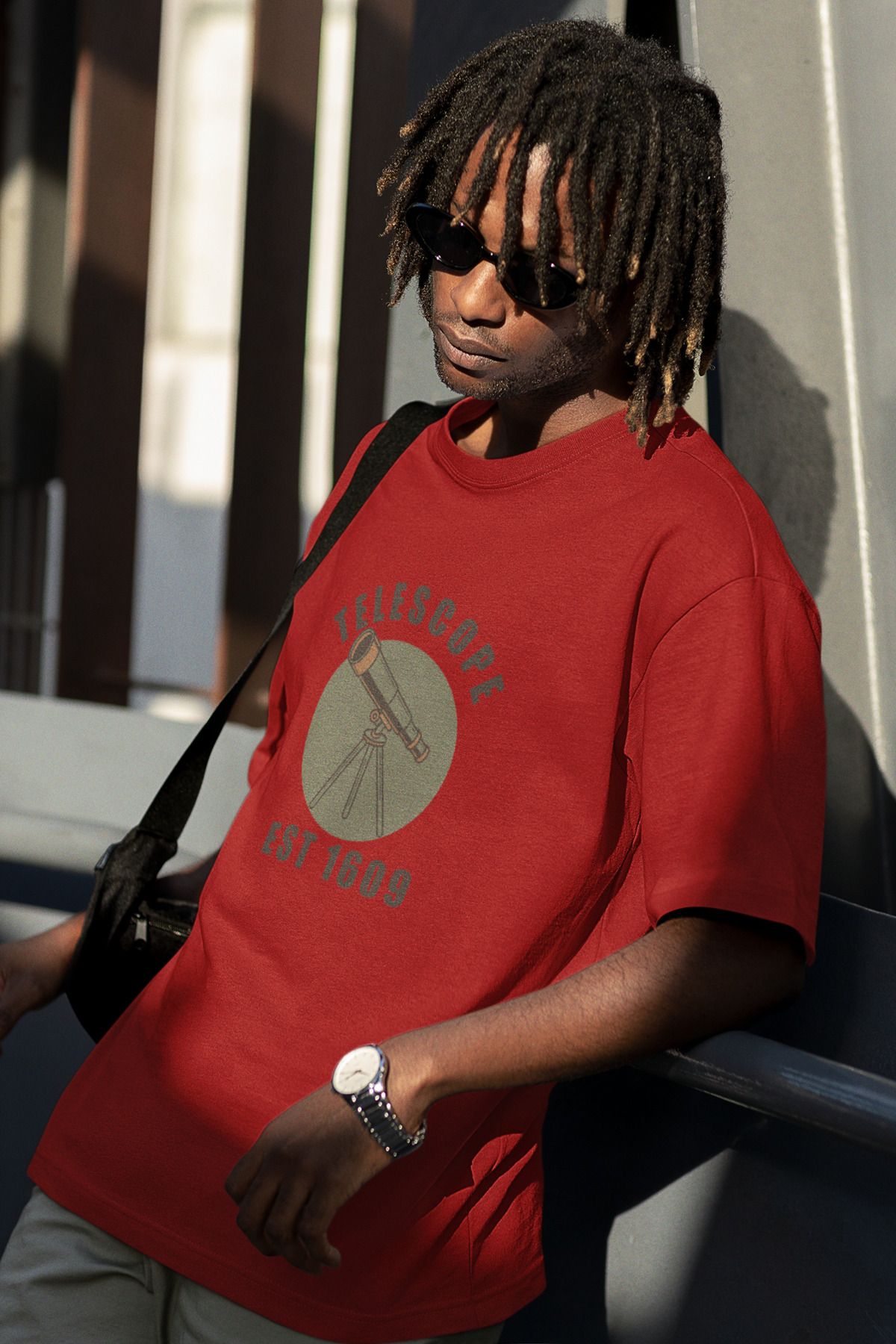 Uniquetex NUBENSE / TELAR-04 - Oversize Unisex Teleskop Baskılı Bordo Bisiklet Yaka T-shirt (Bilim Tişört)