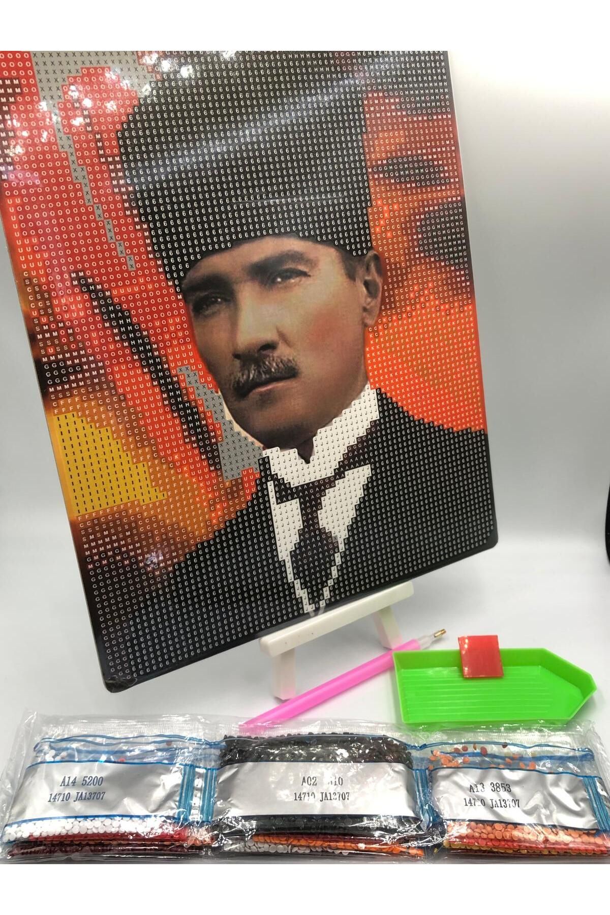 DUCK HOBY 21x25 ATATÜRK Boncuklu Taşlı Mozaik Elmas Goblen Pano Tablo Resim Puzzle Mozaik, Boncuk, Taş Işleme