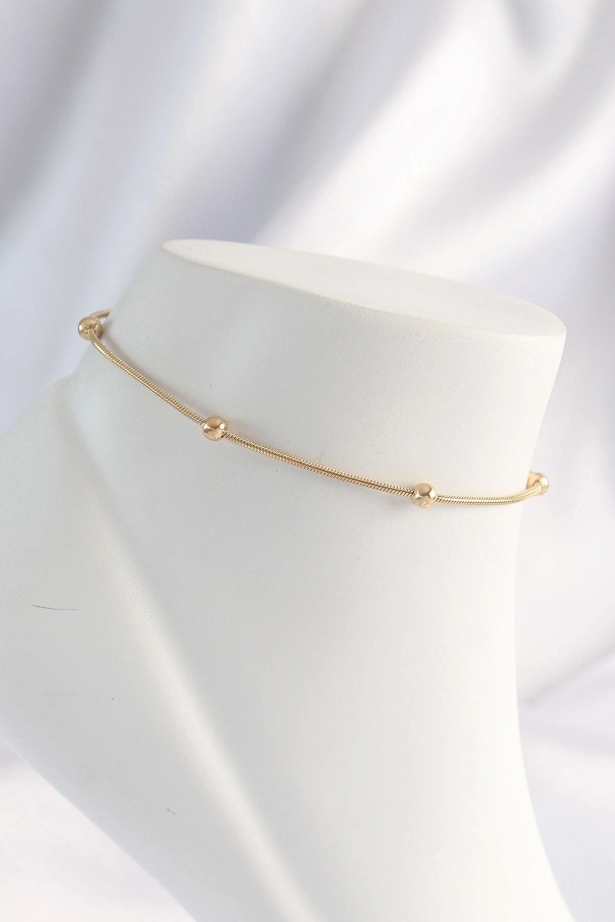 shopwave 316L Çelik Gold Renk Minimal Topçuk Model Halhal