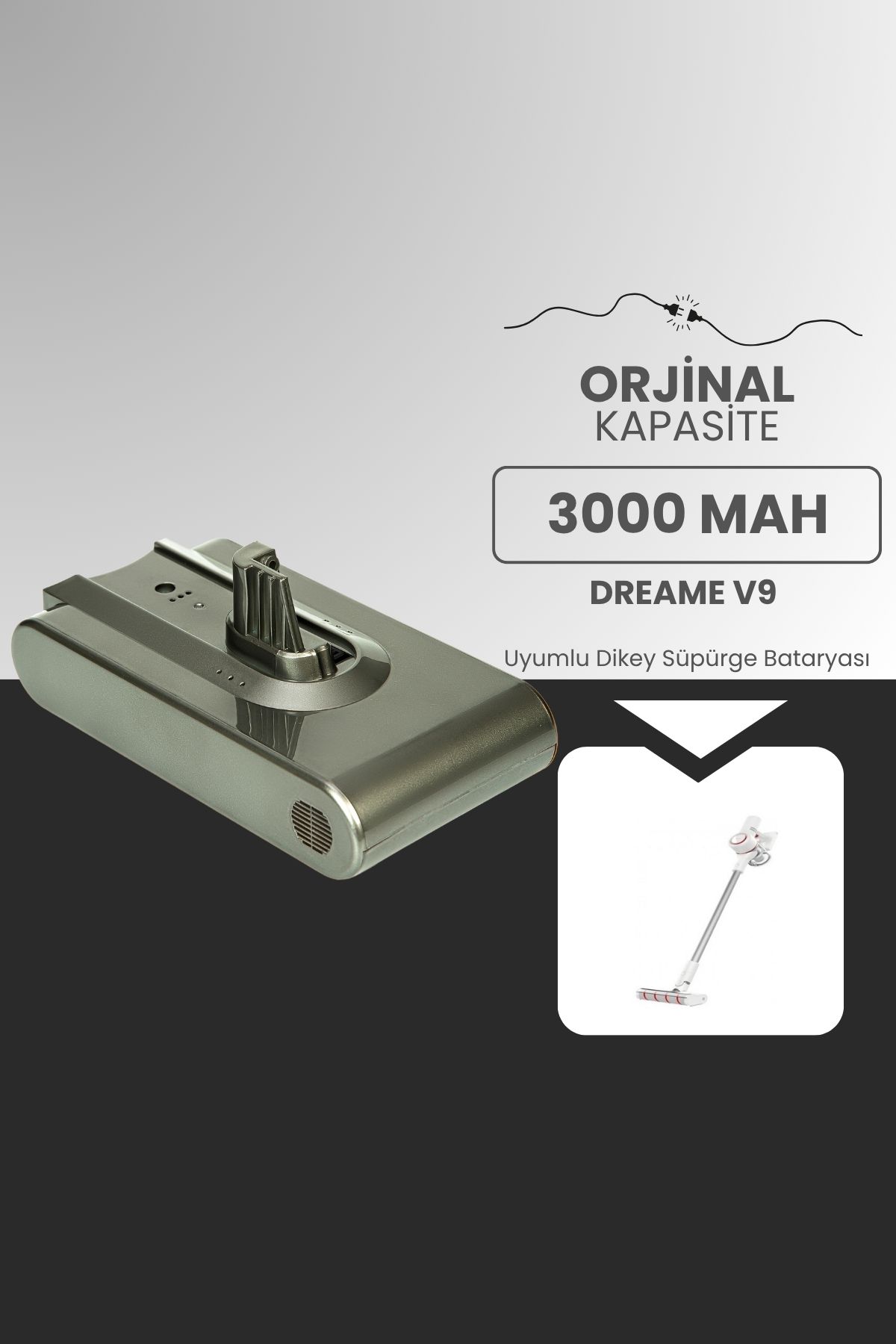 ROBOPİL Dreame V9 Uyumlu Batarya (STANDART KAPASİTE) 25.2 V 3000mah Pil Şarjlı Dikey Süpürge Bataryası