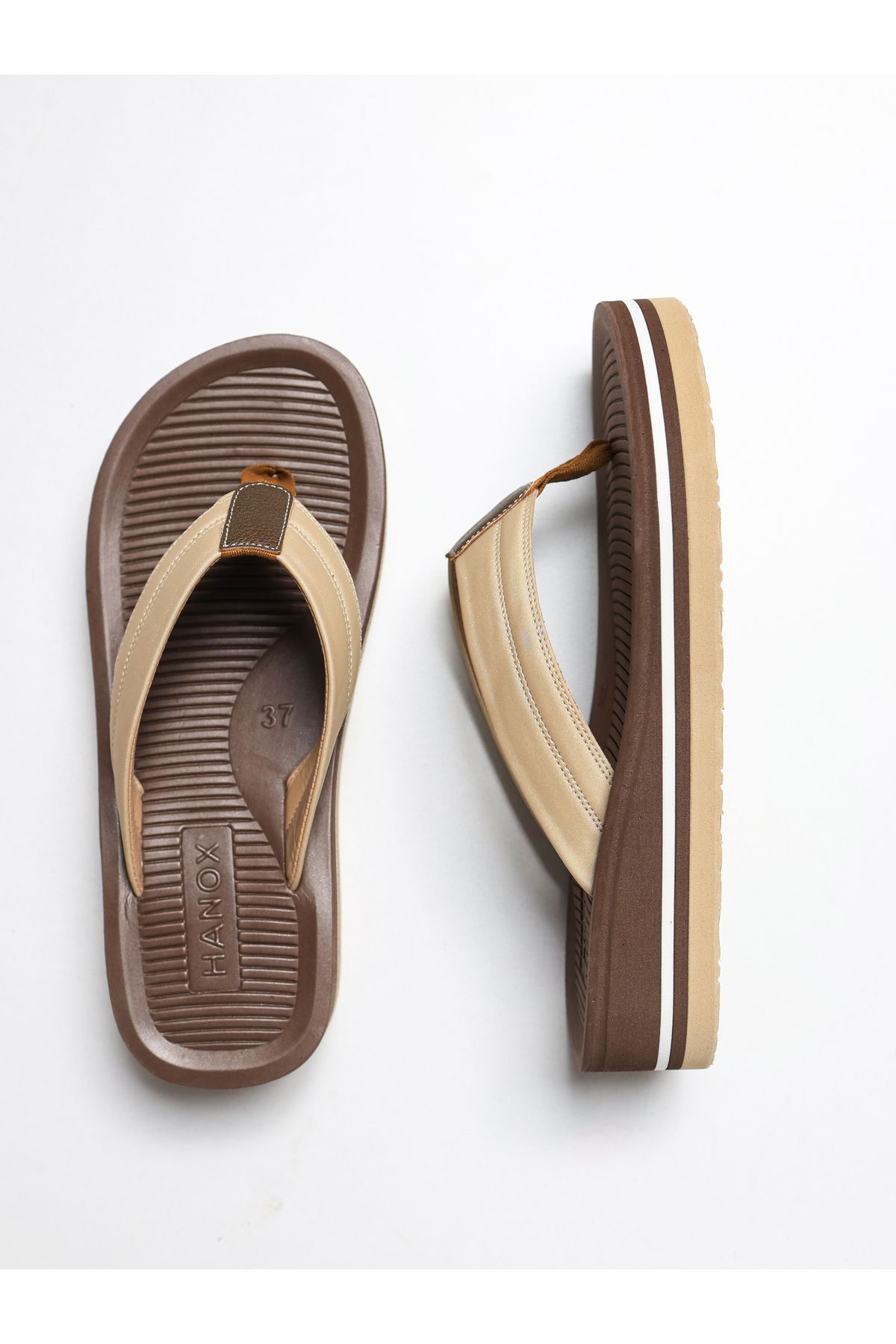 HANOX Alope Baskılı Eva Taban Dolgu Topuk Kadın Parmak Arası Plaj Terlik Flip Flops (4.0) Cm