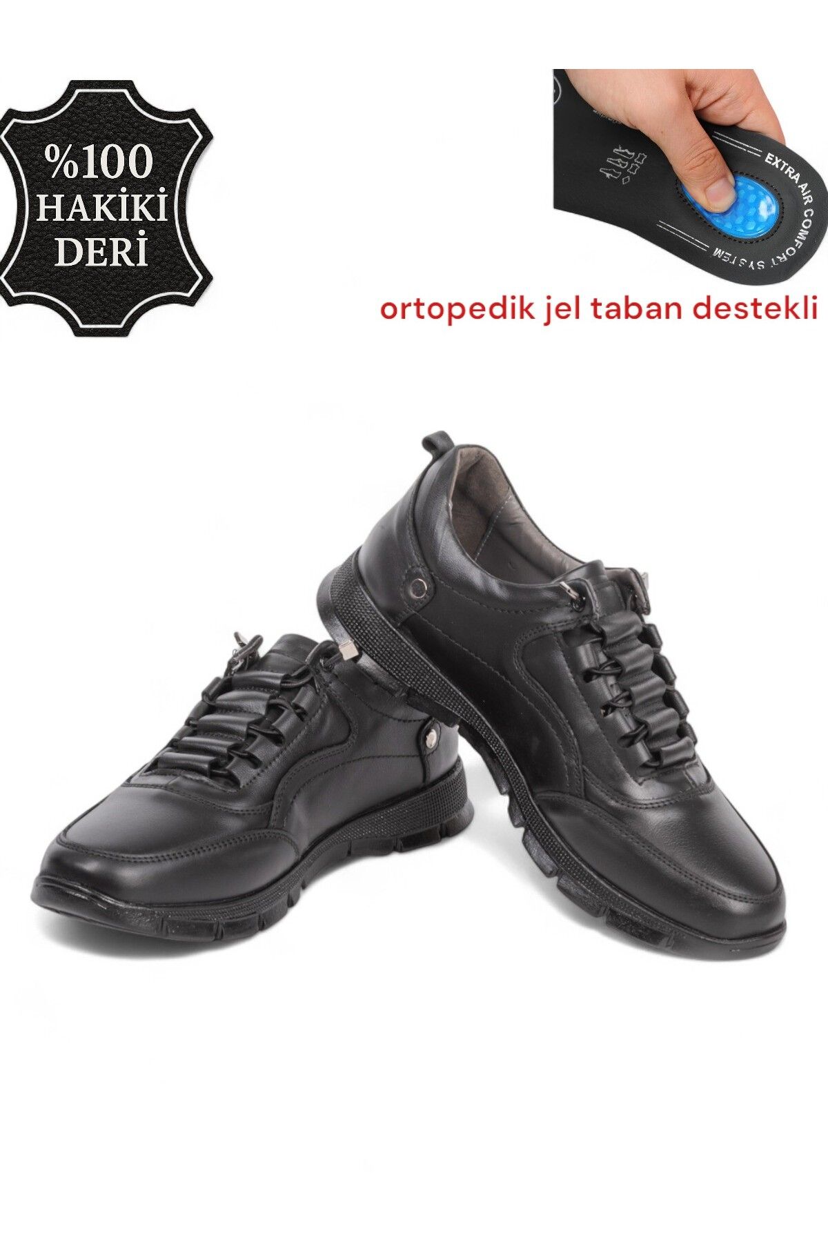 Black Vein Erkek Hakiki Deri Ortopedik Ultra Rahat Günlük Spor Ayakkabı