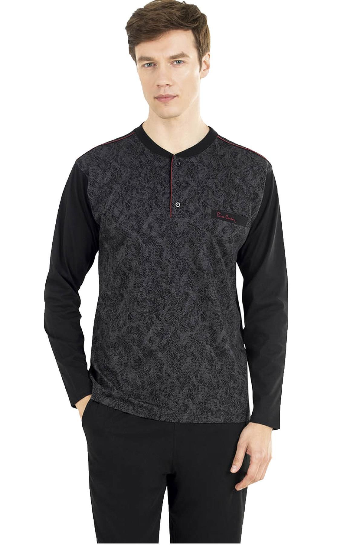 Pierre Cardin Erkek Pijama Takım, Jakarlı Pijama Takım, Uzunkol Pijama,