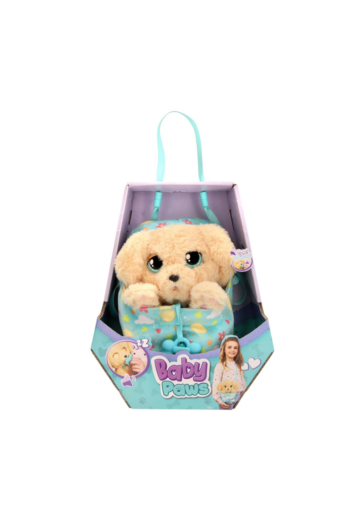 Baby Paws SESLI YAVRU 20CMPELUS W2-921122 YEŞİL ÇANTALI