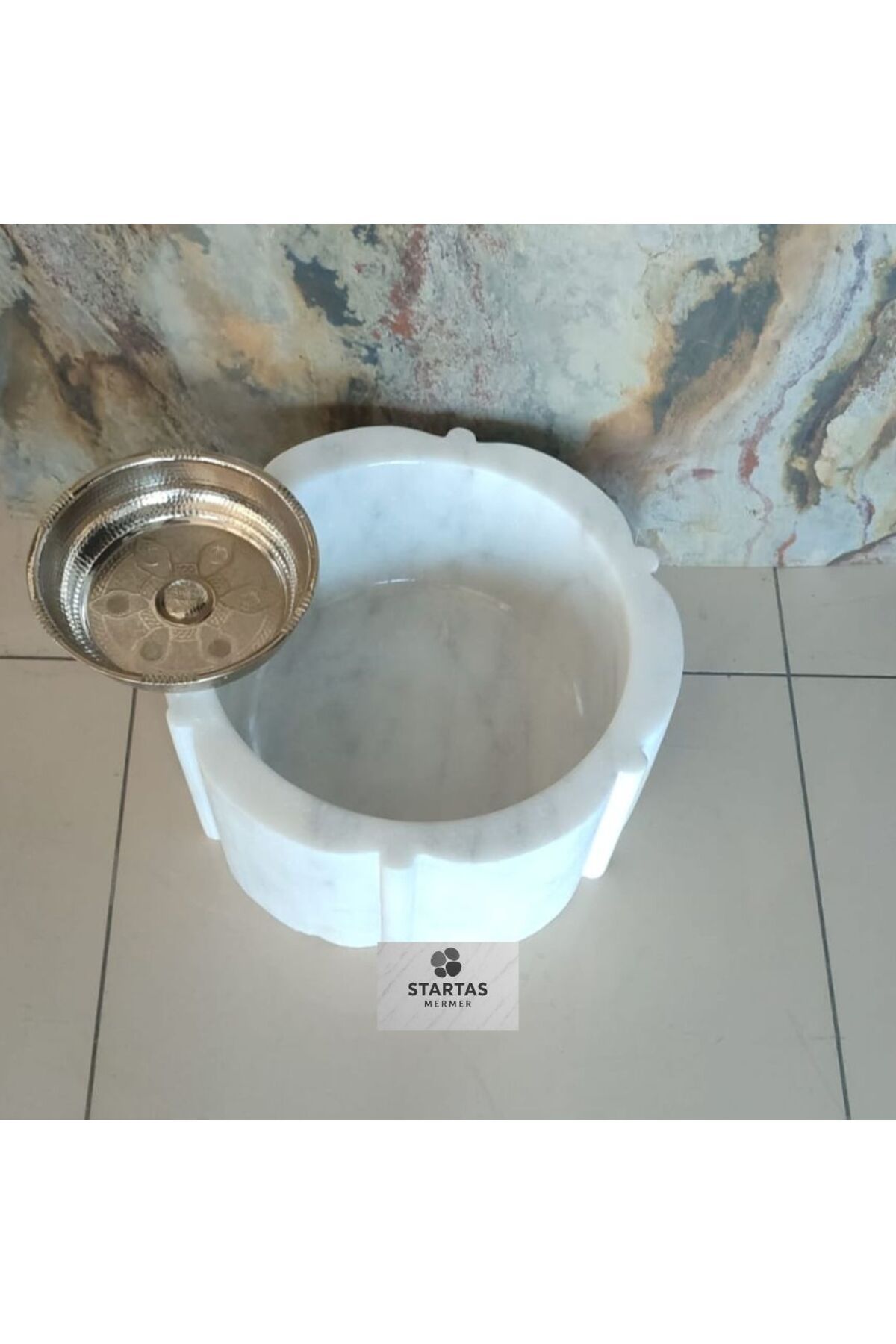 STARMARBLE Muğla Beyaz Papatya Model Kurna