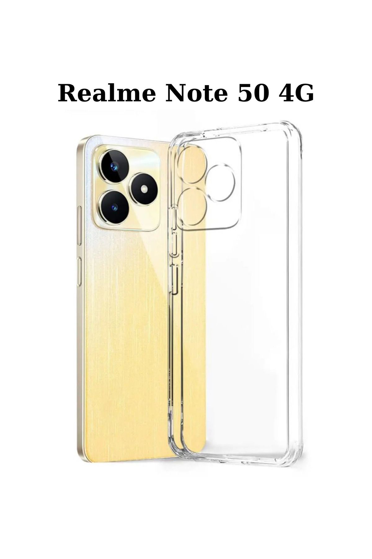 foxpower Realme Note 50 4G Şeffaf Kılıf 0.2mm Şeffaf Silikon