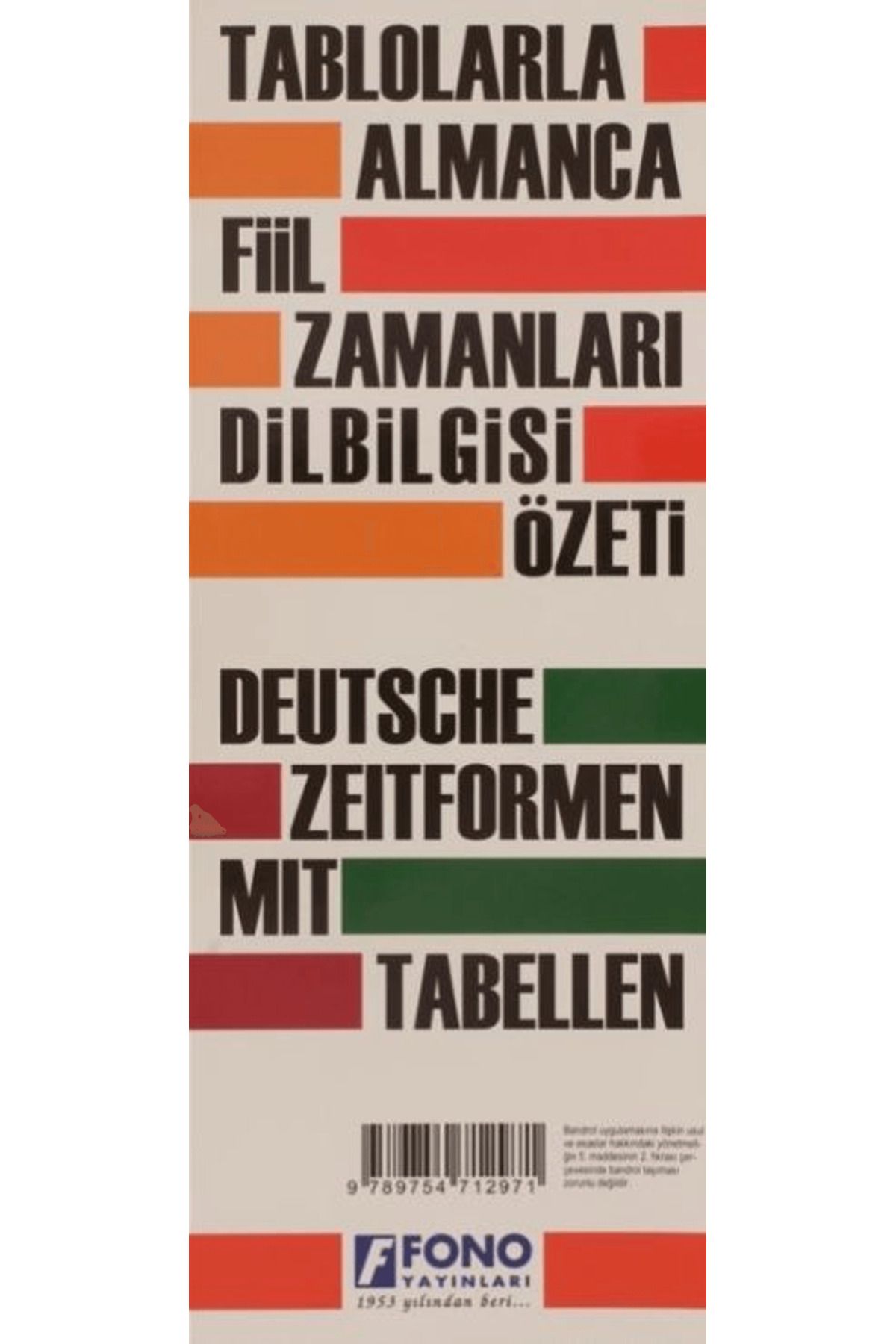 Fono Yayınları Almanca Fiil Zamanları ve Dilbilgisi Tablosu