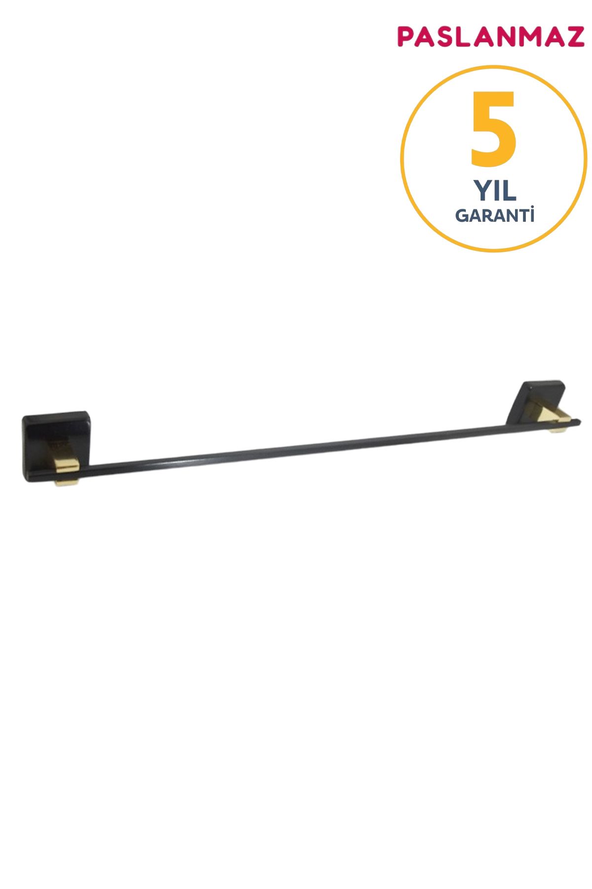 BanyomHome Paslanmaz Pirinç Mat Siyah Altın Aksu 50 cm Uzun Havluluk
