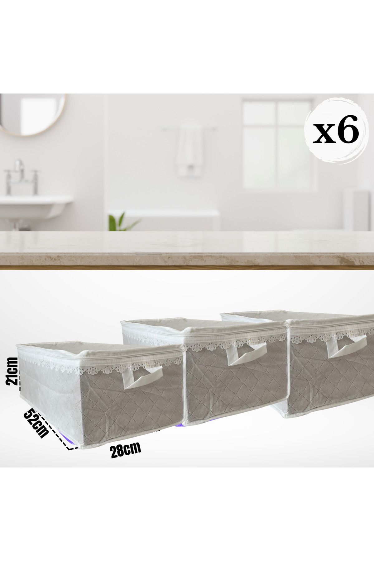 Sertil 6 Adet 52cm x 28cm x 22cm Havlu Hurcu Depolama Düzenleme