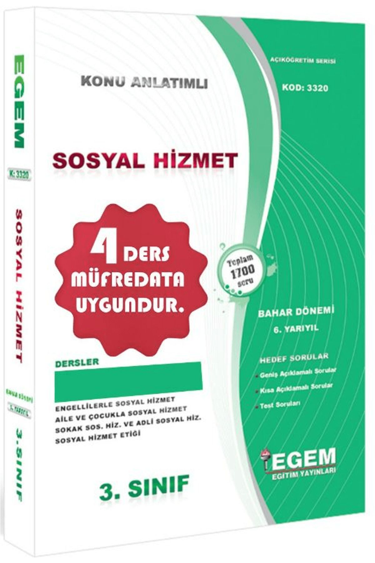 Egem Eğitim Yayınları 3. Sınıf 6. Yarıyıl Konu Anlatımlı Sosyal Hizmet - Kod 3320