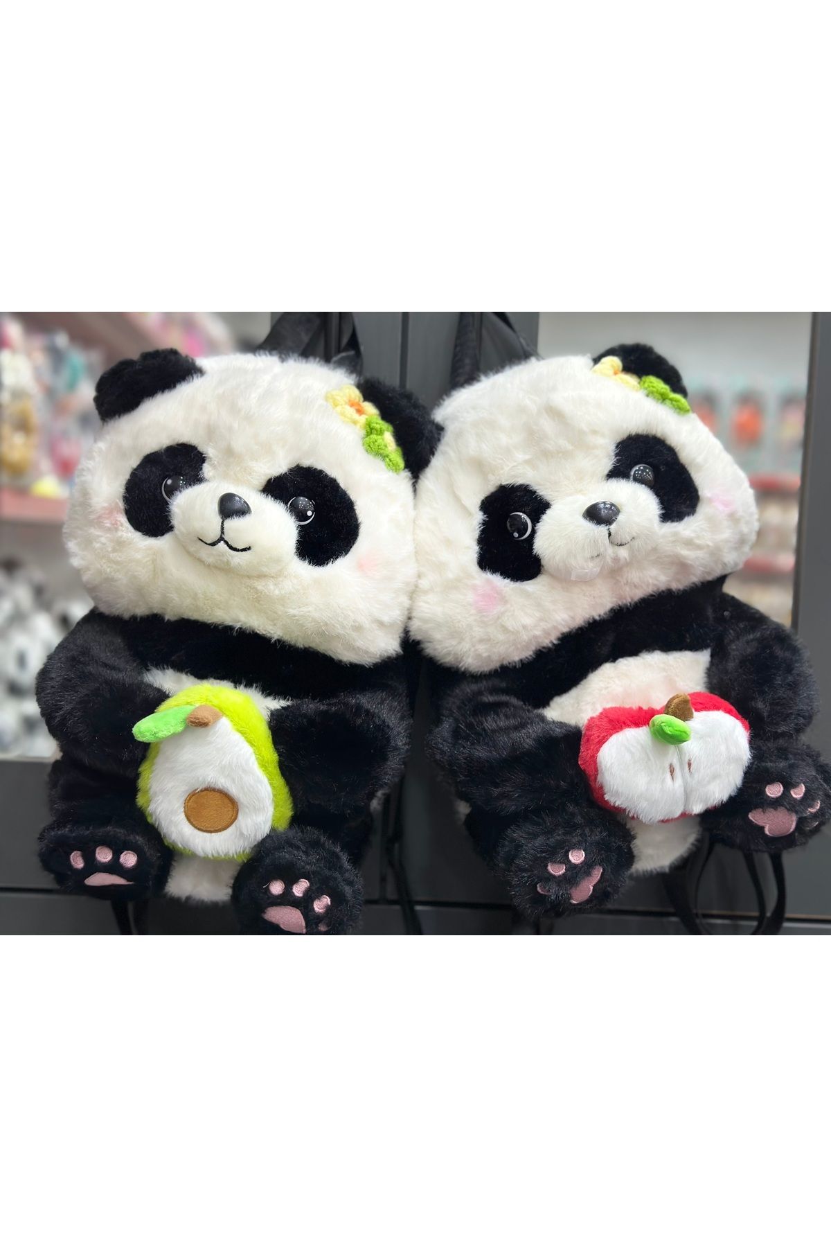 happystoretr Orijinal Karikatür Panda Şekilli Tasarım Sırt Çantası Yeni Organik Pamuk Dolgulu Sevimli Çantas