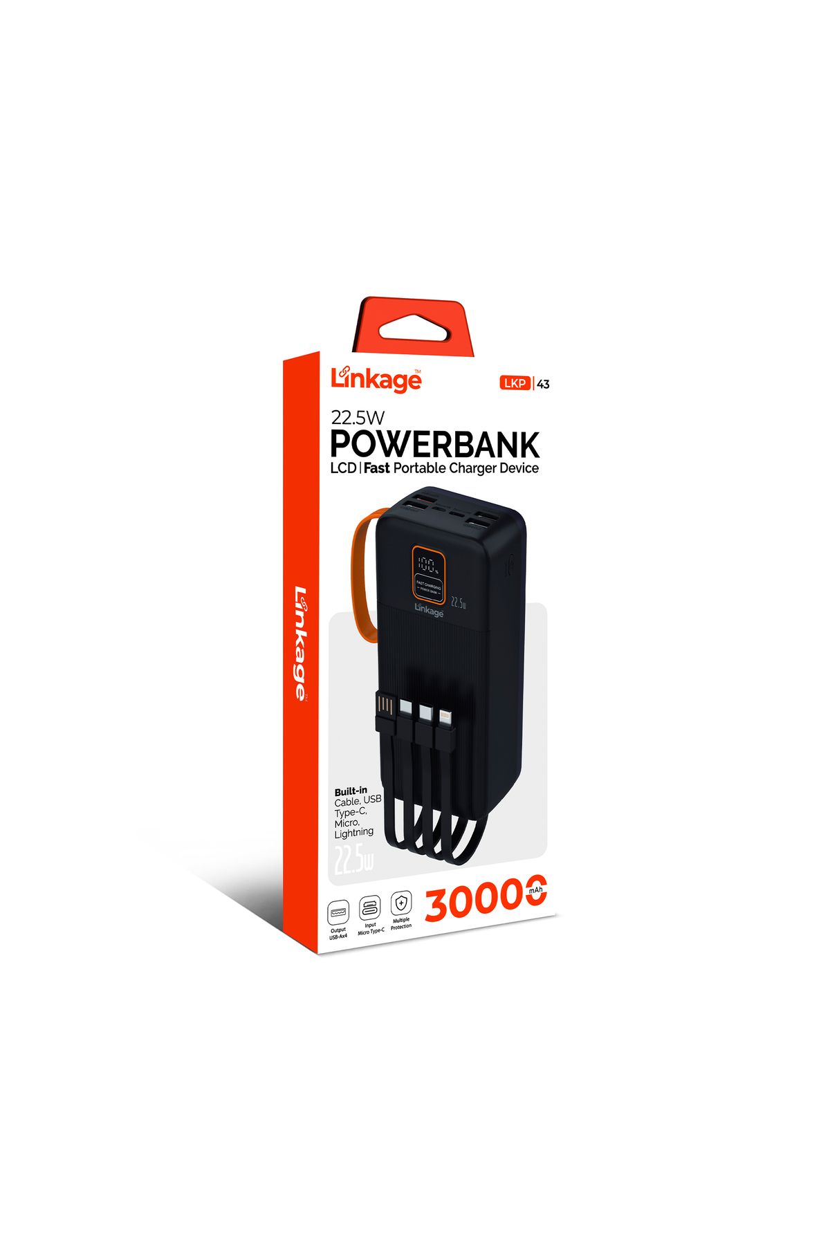 ACL 30.000 Mah 4xusb LCD Ekranlı 22.5W Dahili Mikro, Type-C, Lightning Powerbank Lkp-43