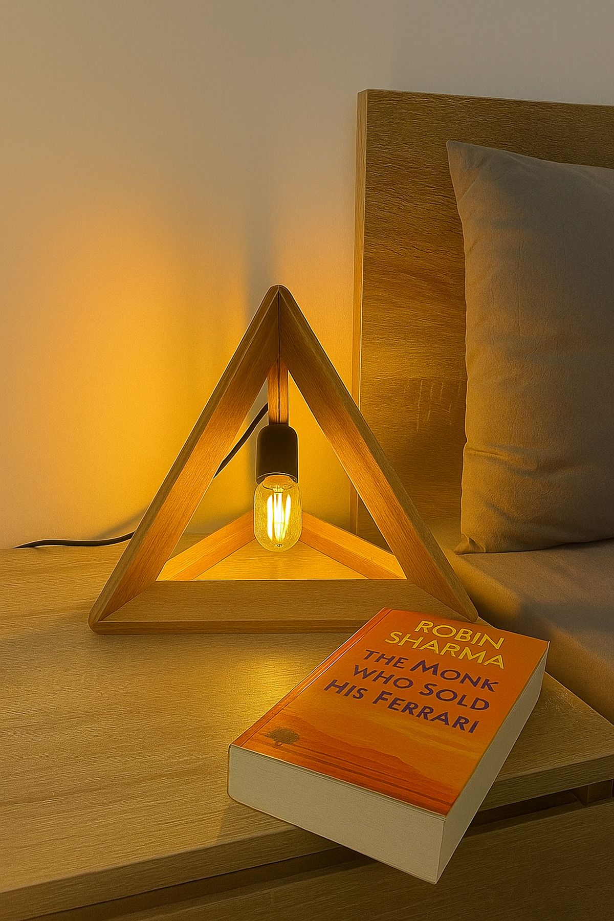 Onouqo Modena Ahşap Tasarım Modern Klasik Rustik Retro Vintage Naturel Eskitme Dekoratif Masa Gece Lambası