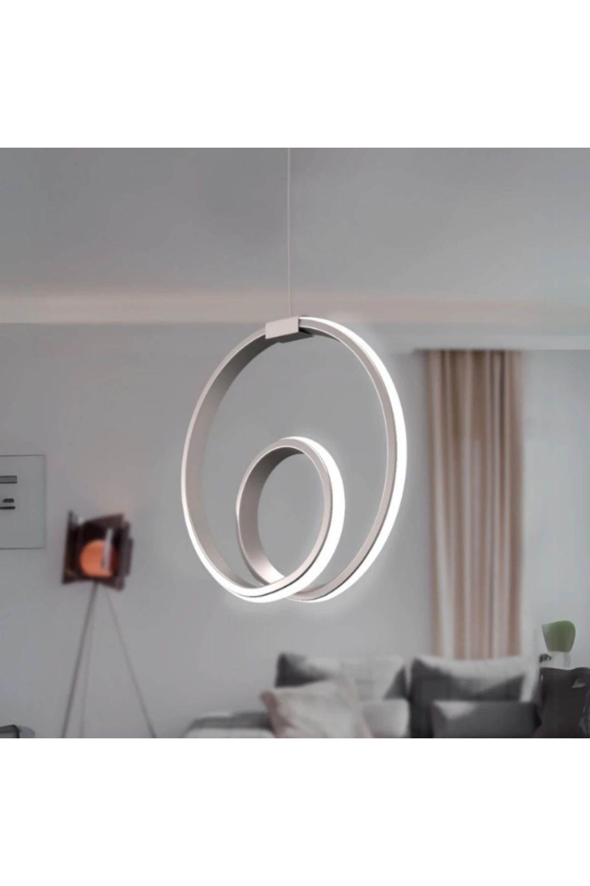 durulight Orcean Gri Modern Ultra Power Beyaz Ledli Avize