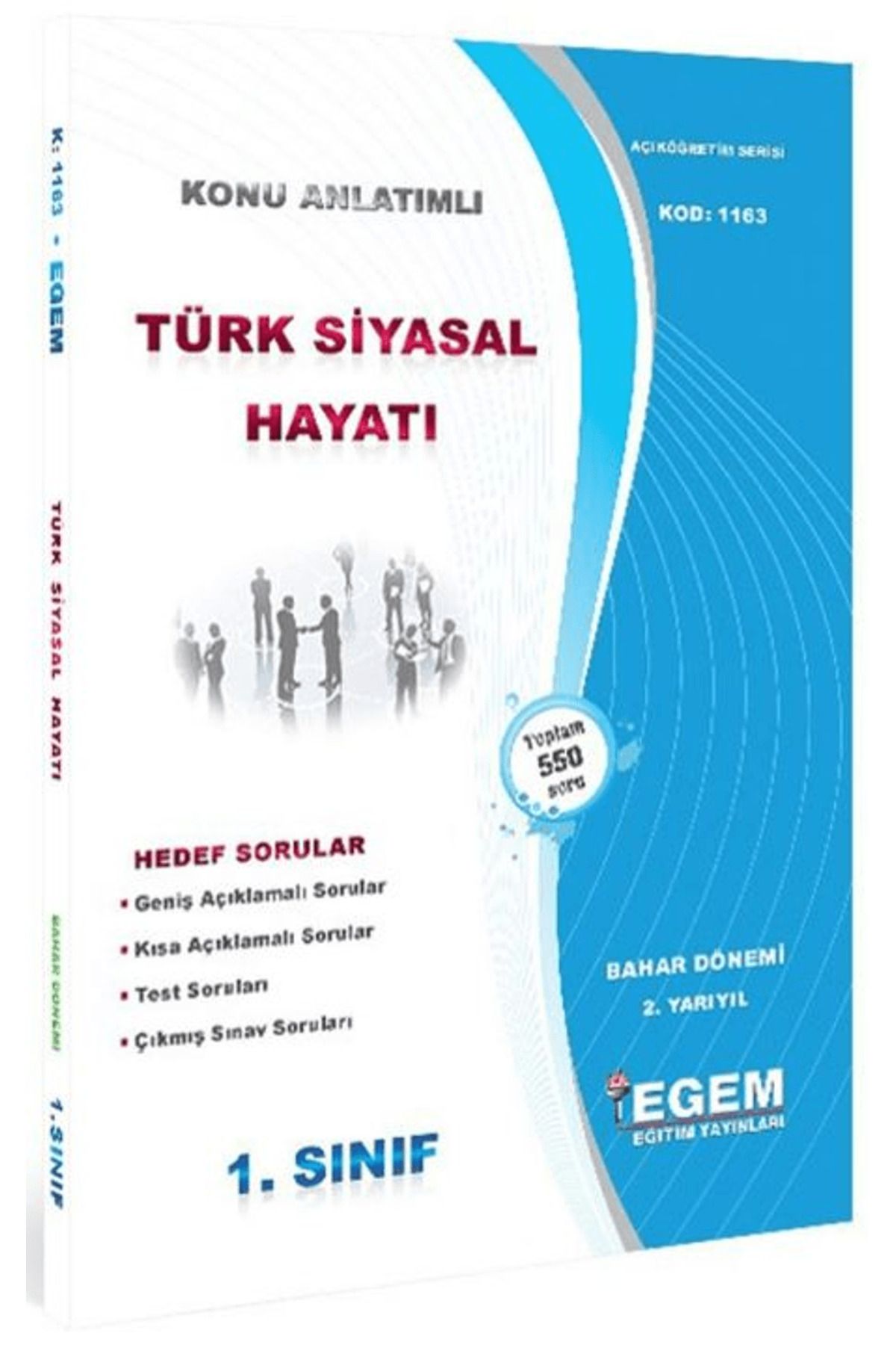 Egem Eğitim Yayınları 1. Sınıf 2. Yarıyıl Konu Anlatımlı Türk Siyasal Hayatı - Kod 1163