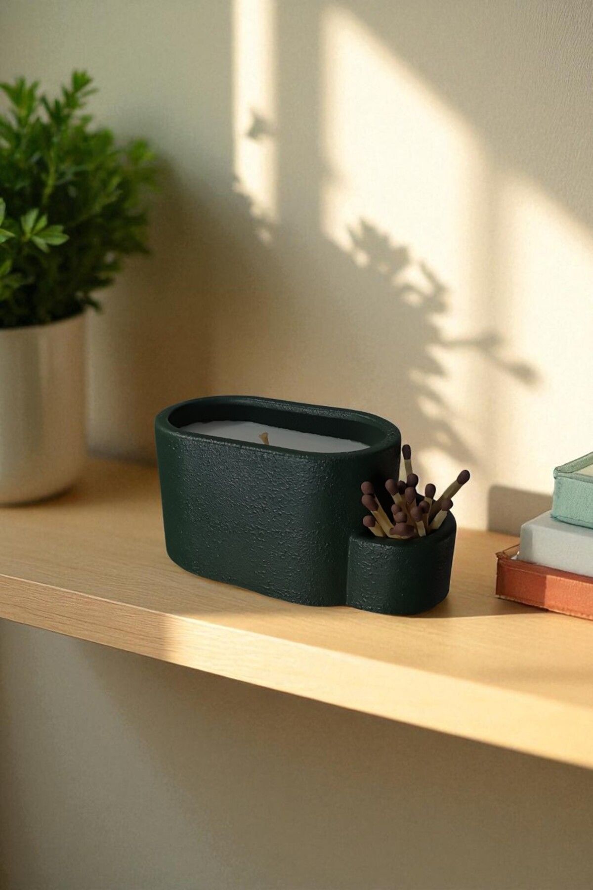 FS CANDLE & HOME Decoration - Accesories Minimalist Oval Beton Mumluk - Dekoratif ve Hediyelik Organik Soya Wax'lı Beton Mumluk