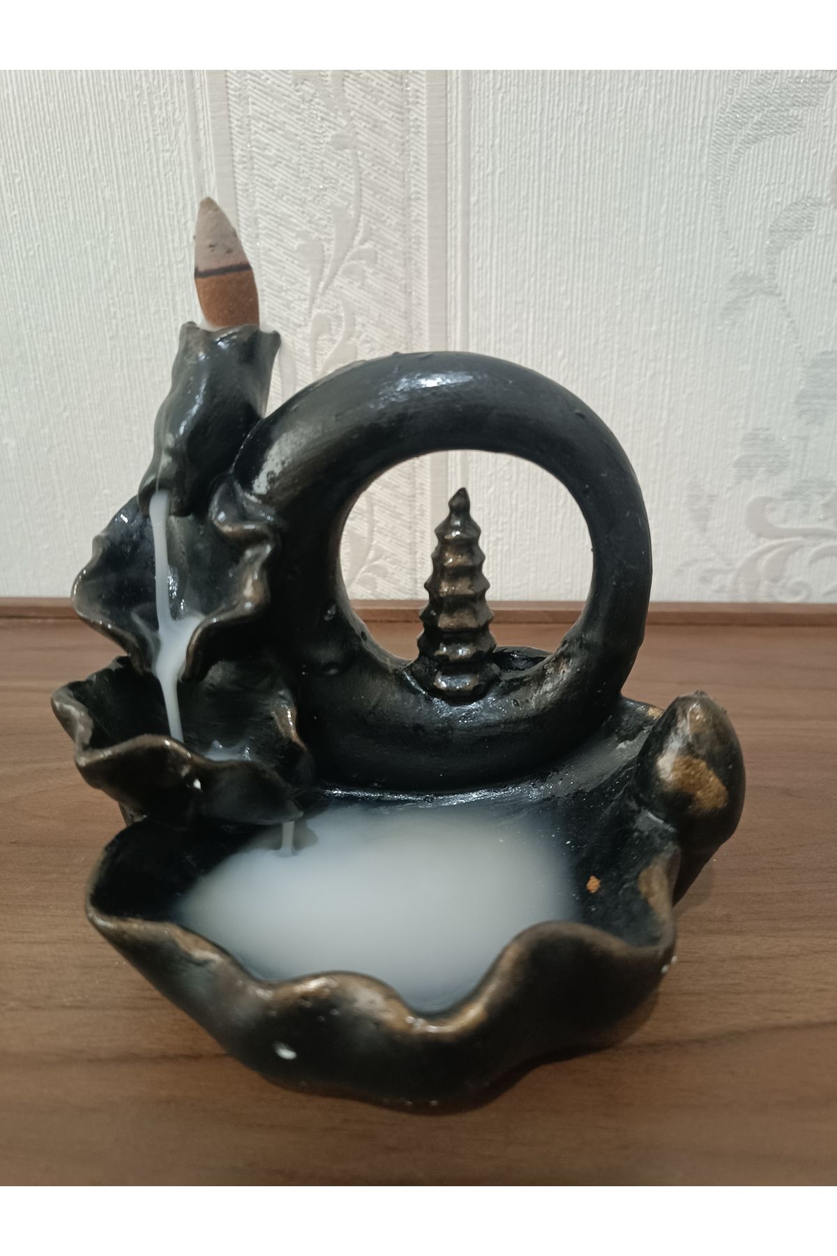HUNATASARIM Modern Çamay Şelale Geri Akış Tütsülük (Boy; 14 cm, Çap; 14 cm)
