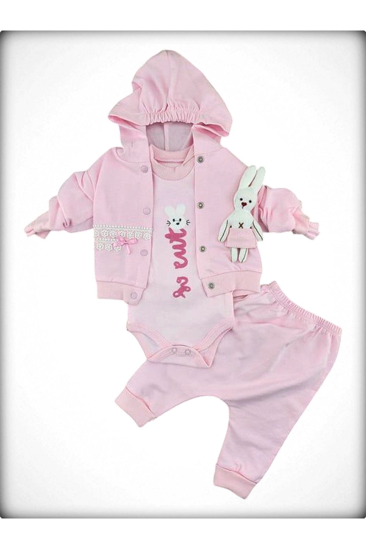 Babyim %100 Müşteri Memnuniyeti Organik Pamuklu 3'lü Kız Bebek Yenidoğan Hastane Çıkışı