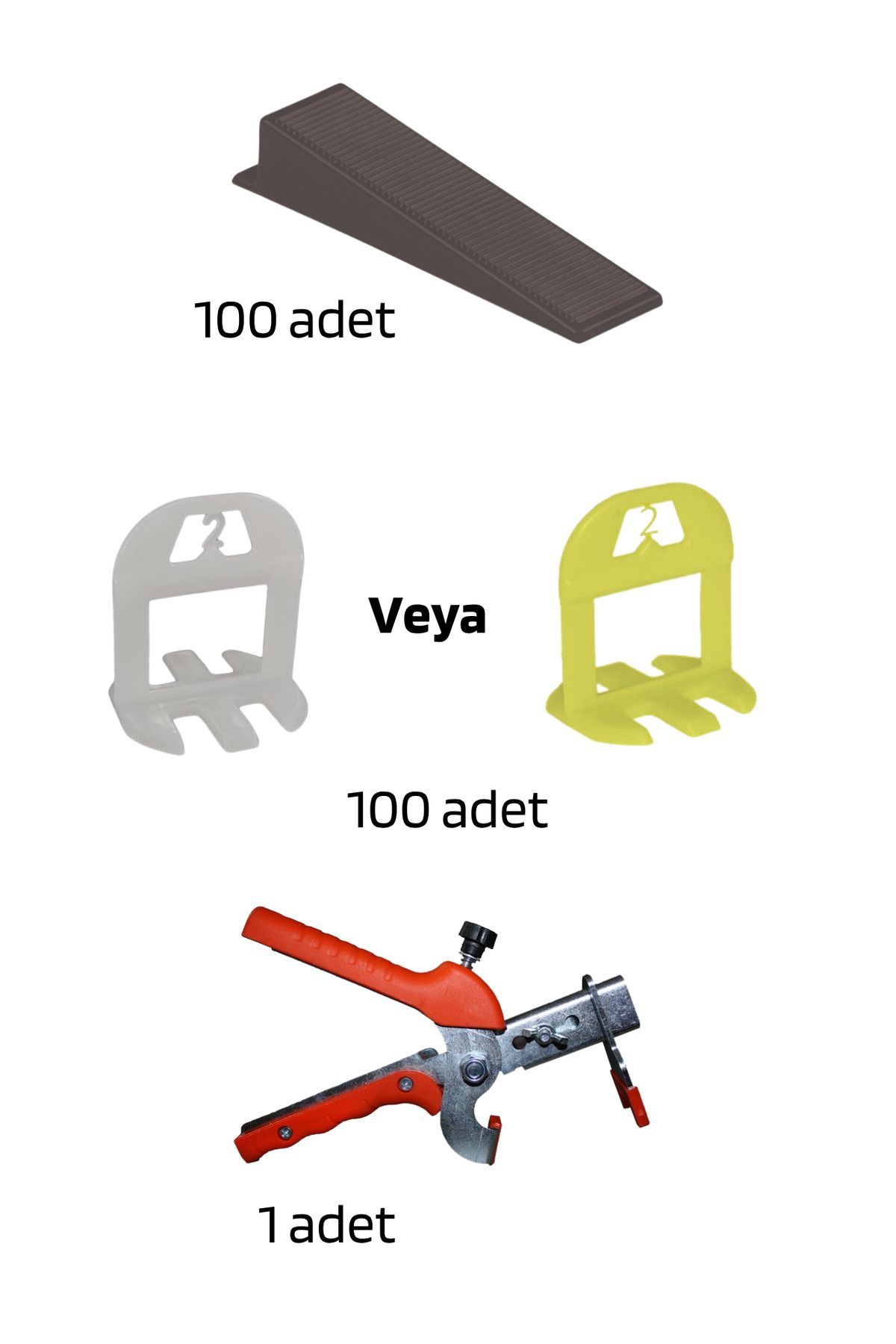 sofdekor Seramik Seviye Tespit Derz Artısı Uygulama Seti(100 Seviye artısı, 100 s.takoz, 1 m. Pense