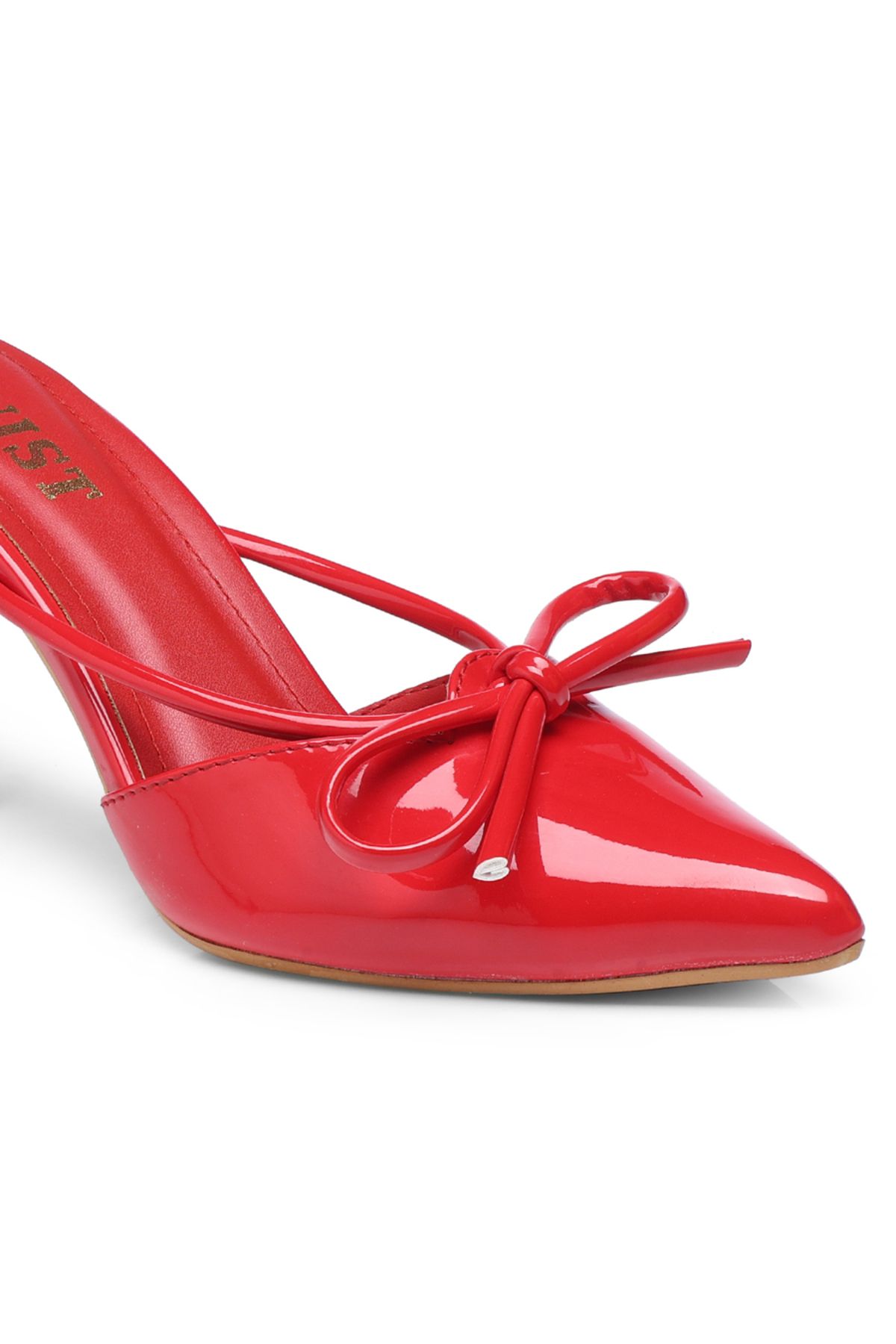 GNIST By Styli-Plain Pointed Toe Stiletto Heel Mules with Bow Detail 3