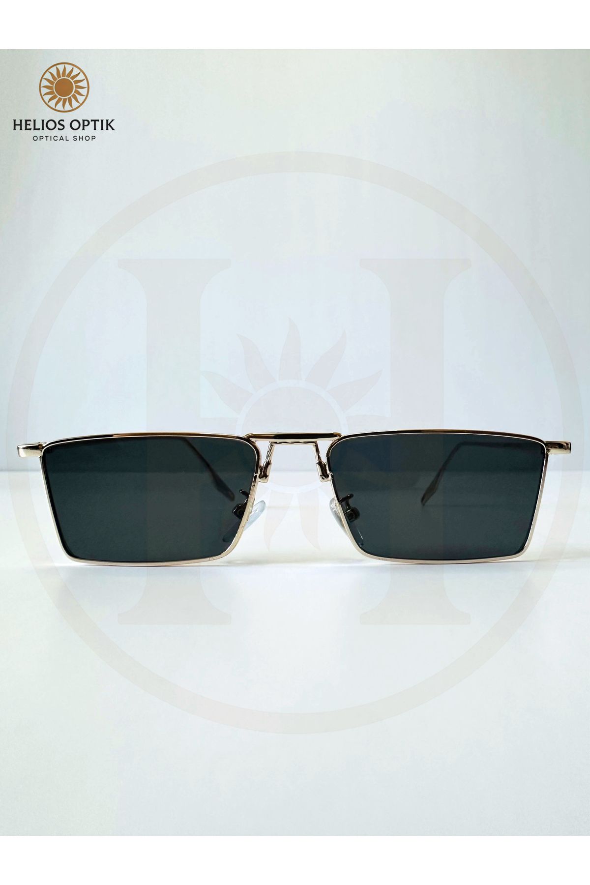 Helios Optik "Sharpline" İnce Metal Çerçeveli Köşeli Unisex Güneş Gözlüğü