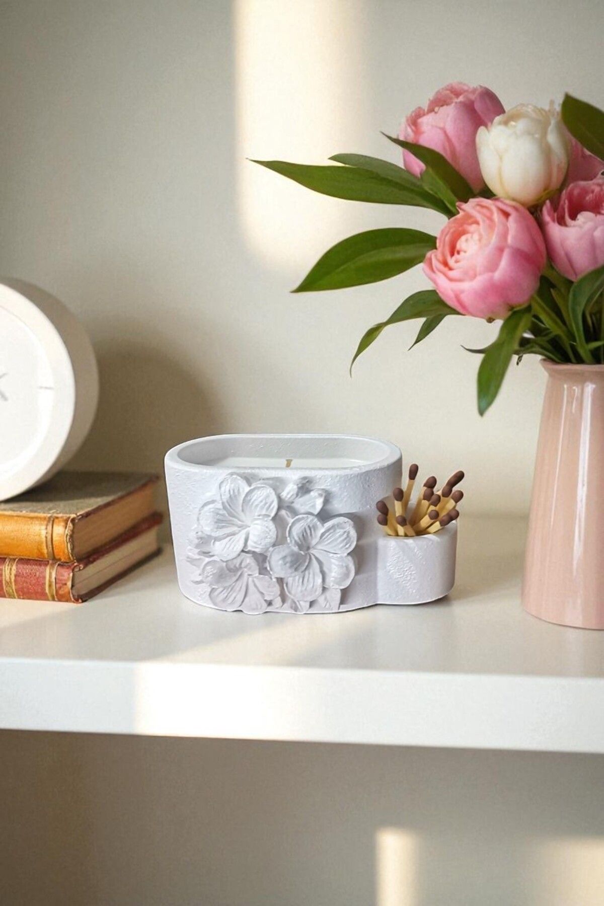 FS CANDLE & HOME Decoration - Accesories Minimalist Oval Beton Mumluk - Dekoratif ve Hediyelik Organik Soya Wax'lı Beton Mumluk