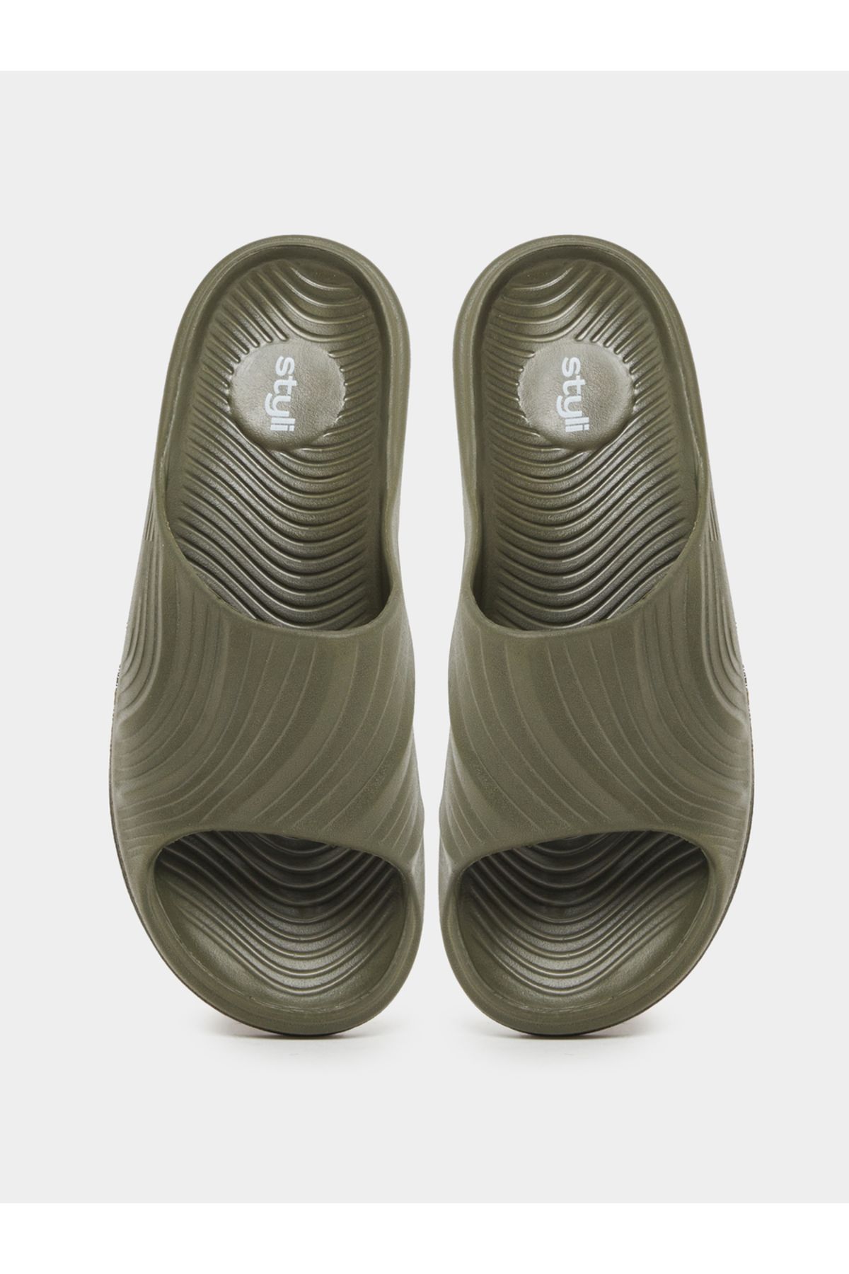 Styli-Abstract Textured Open Toe Slip-On Slides 5