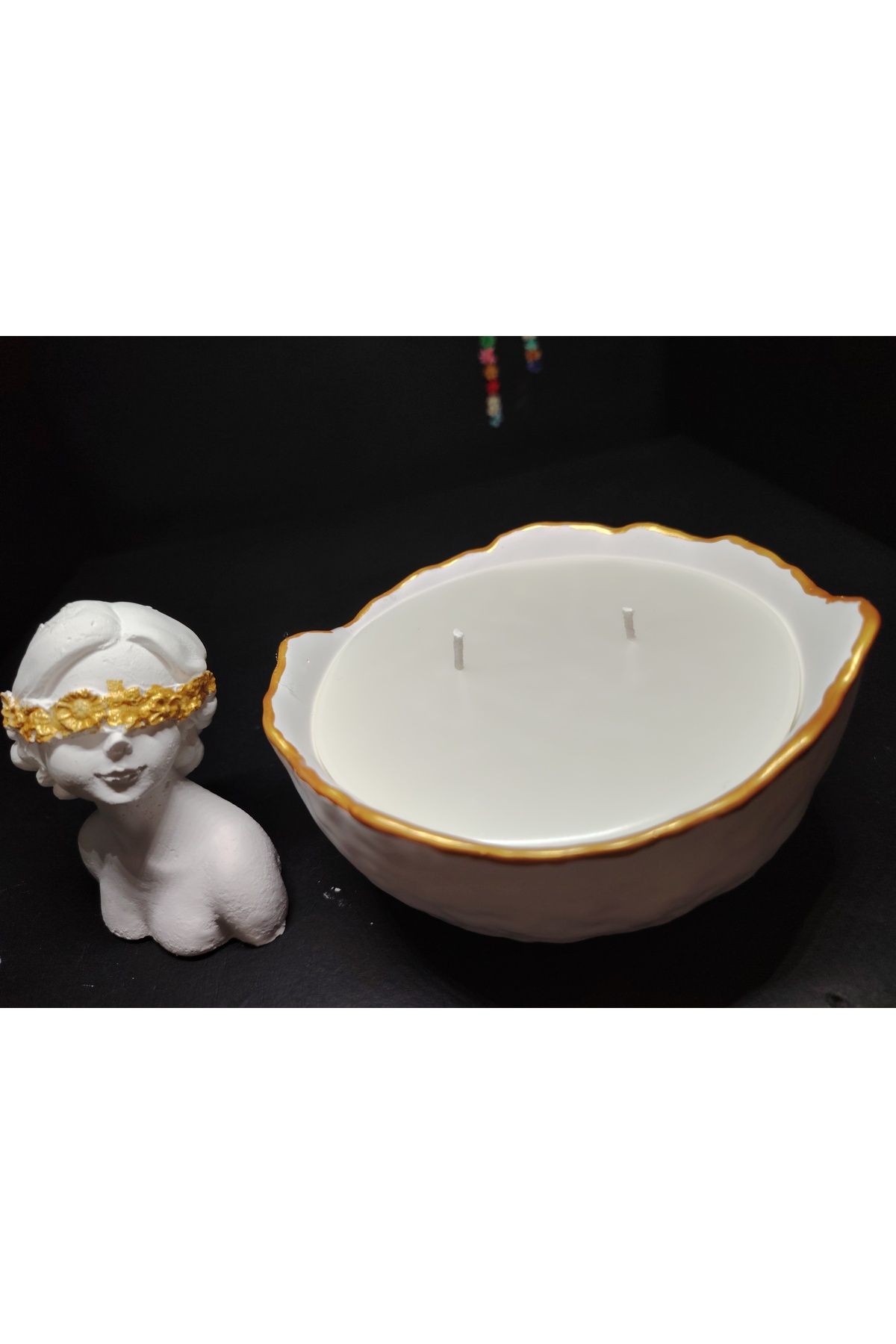 cihembutik O model! Çift Fitilli Mum kasesi ve çiçekli kadın