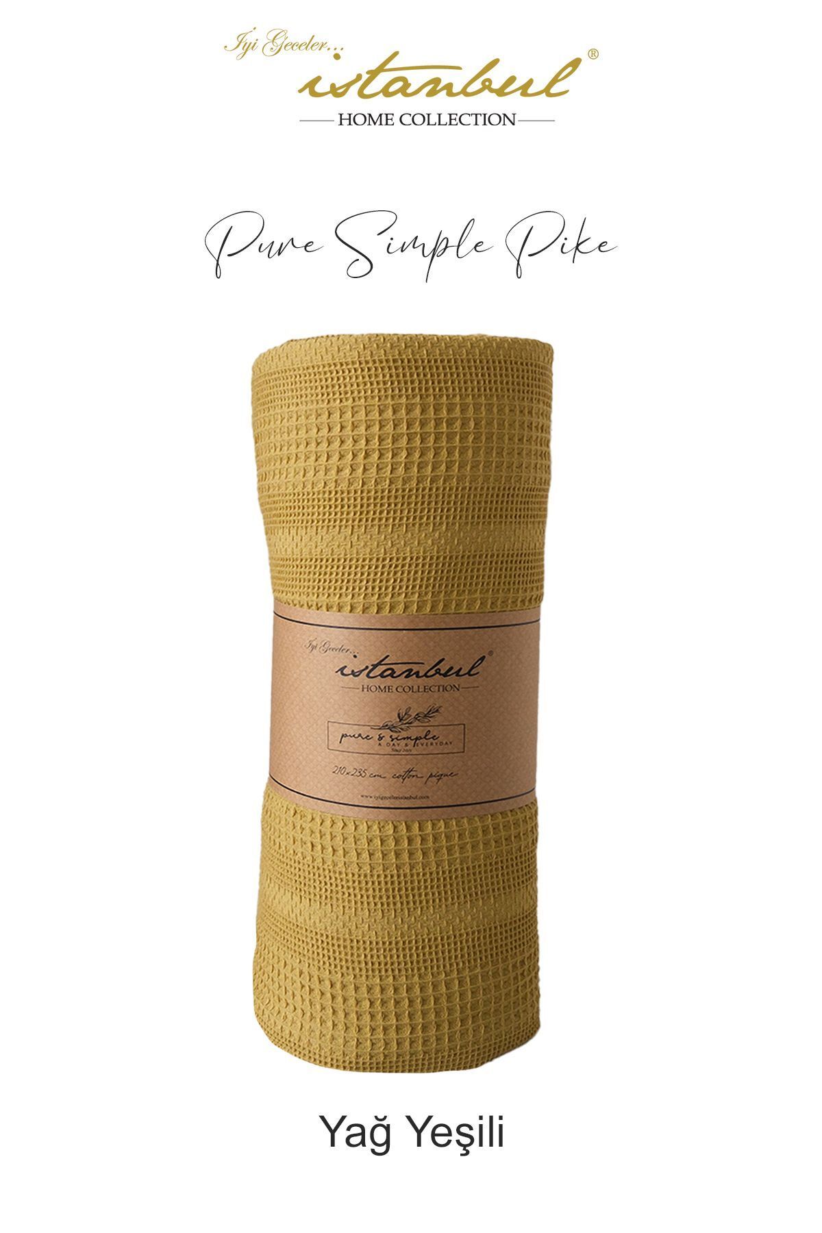 İyi Geceler İstanbul %100 Pamuklu Pure Simple Çift Kişilik Pike 210x235 cm