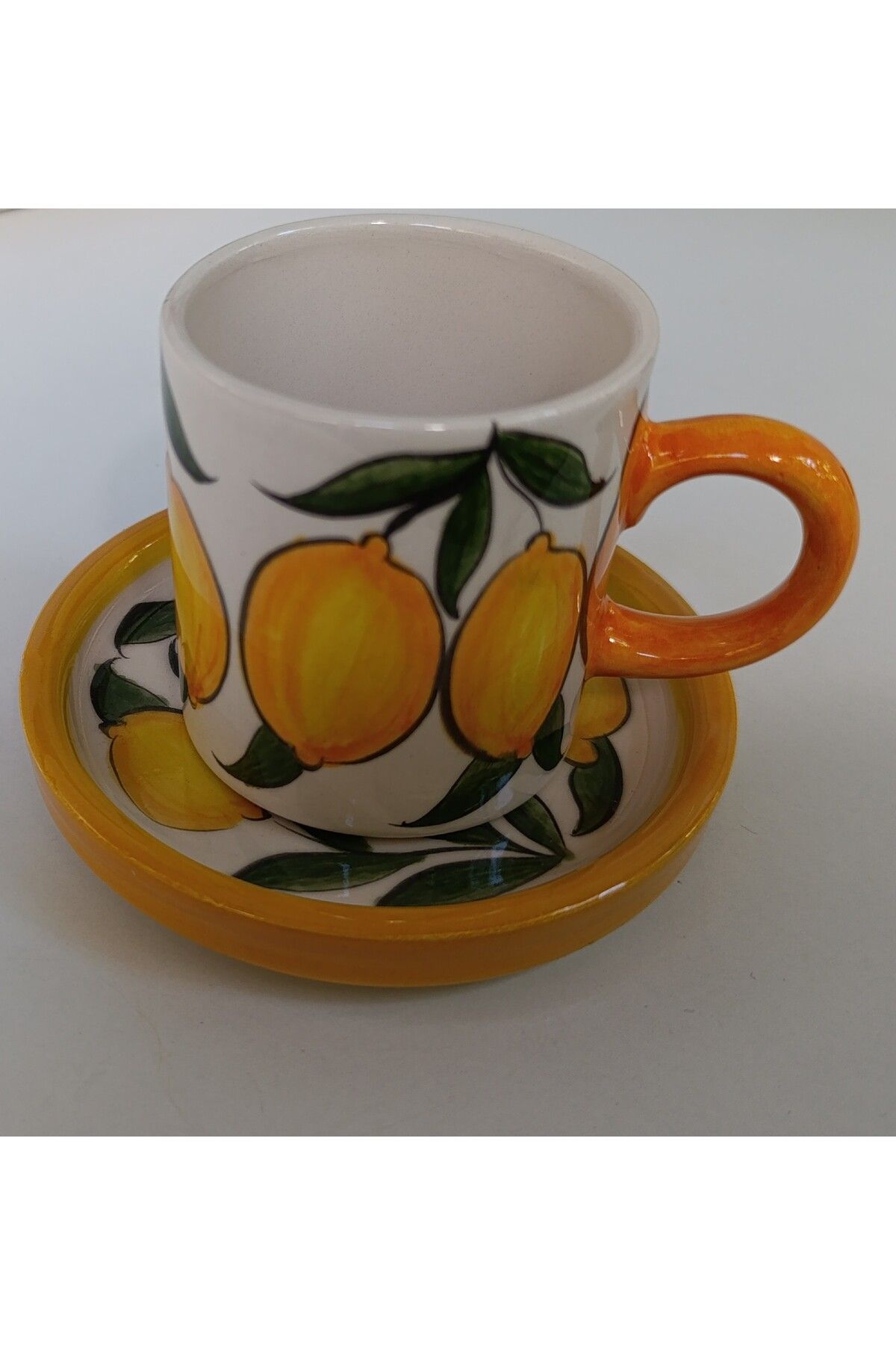shop El yapımı limon desenli seramik espresso kahve kupası