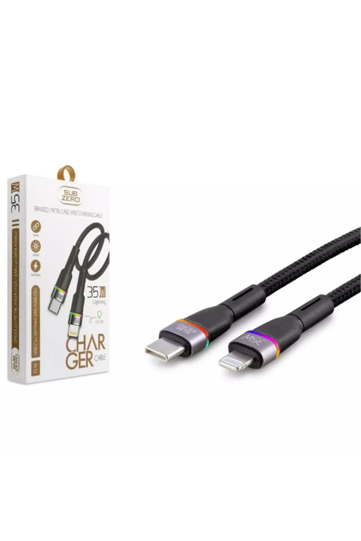 Subzero  CL16 35 W PD Metal Hasır Type‑C → Lightning Şarj Kablosu – Hızlı & Dayanıklı