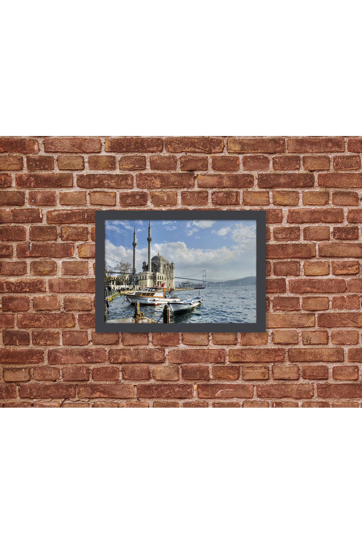 Letbil Reklam Ahşap Kendinden Çerçeveli Tablo - İstanbul Ortaköy Camii, Standart - 20x28cm