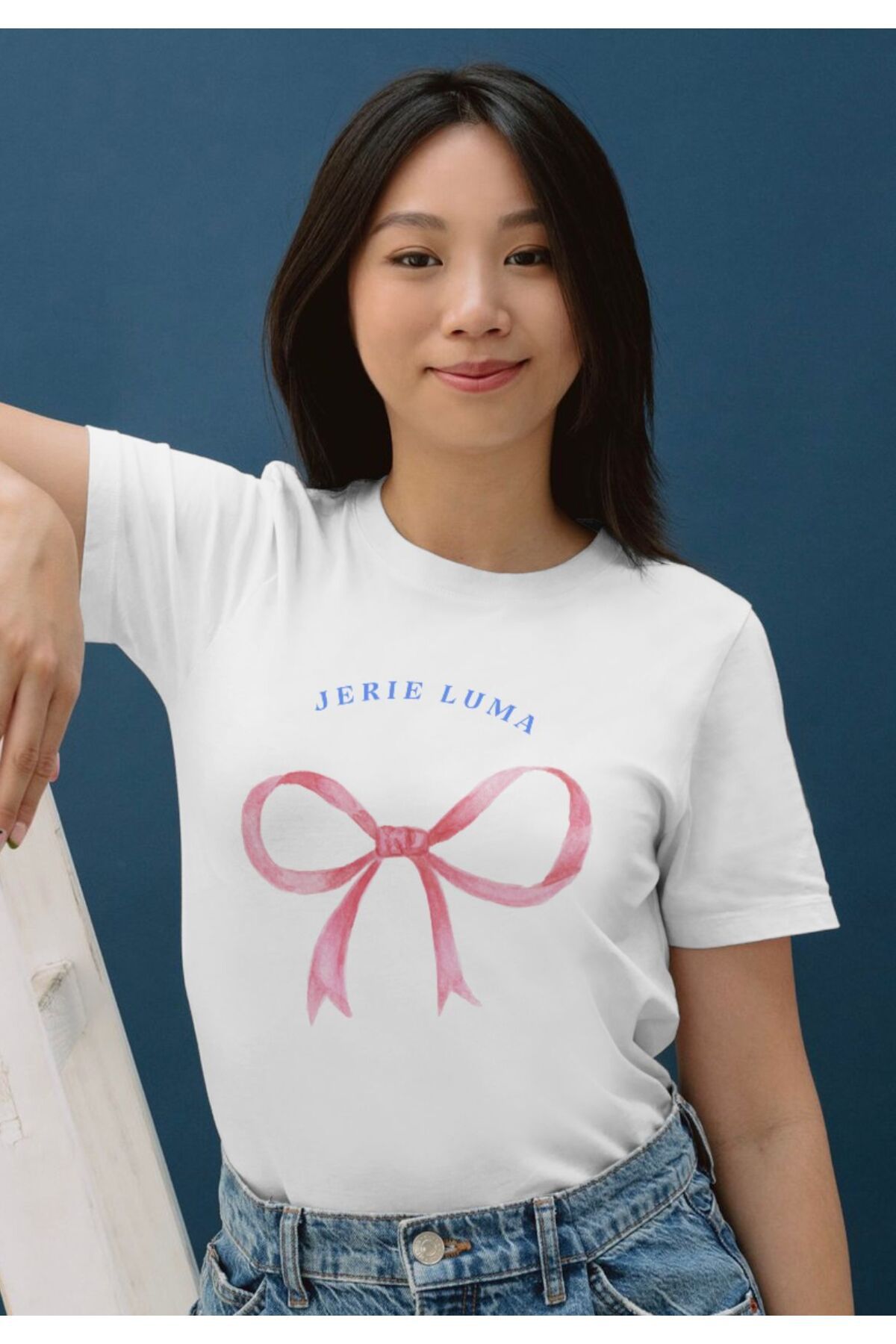 Jerie Luma %100 Pamuk Regular Kurdela Desen Kadın T-Shirt