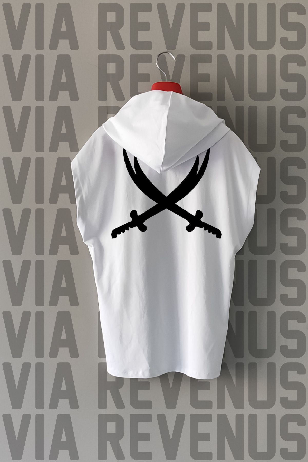 Vordevia Zülfikar Ön ve Arka Baskılı Sıfır Kollu Kapüşonlu %100 Pamuk Spor Tshirt