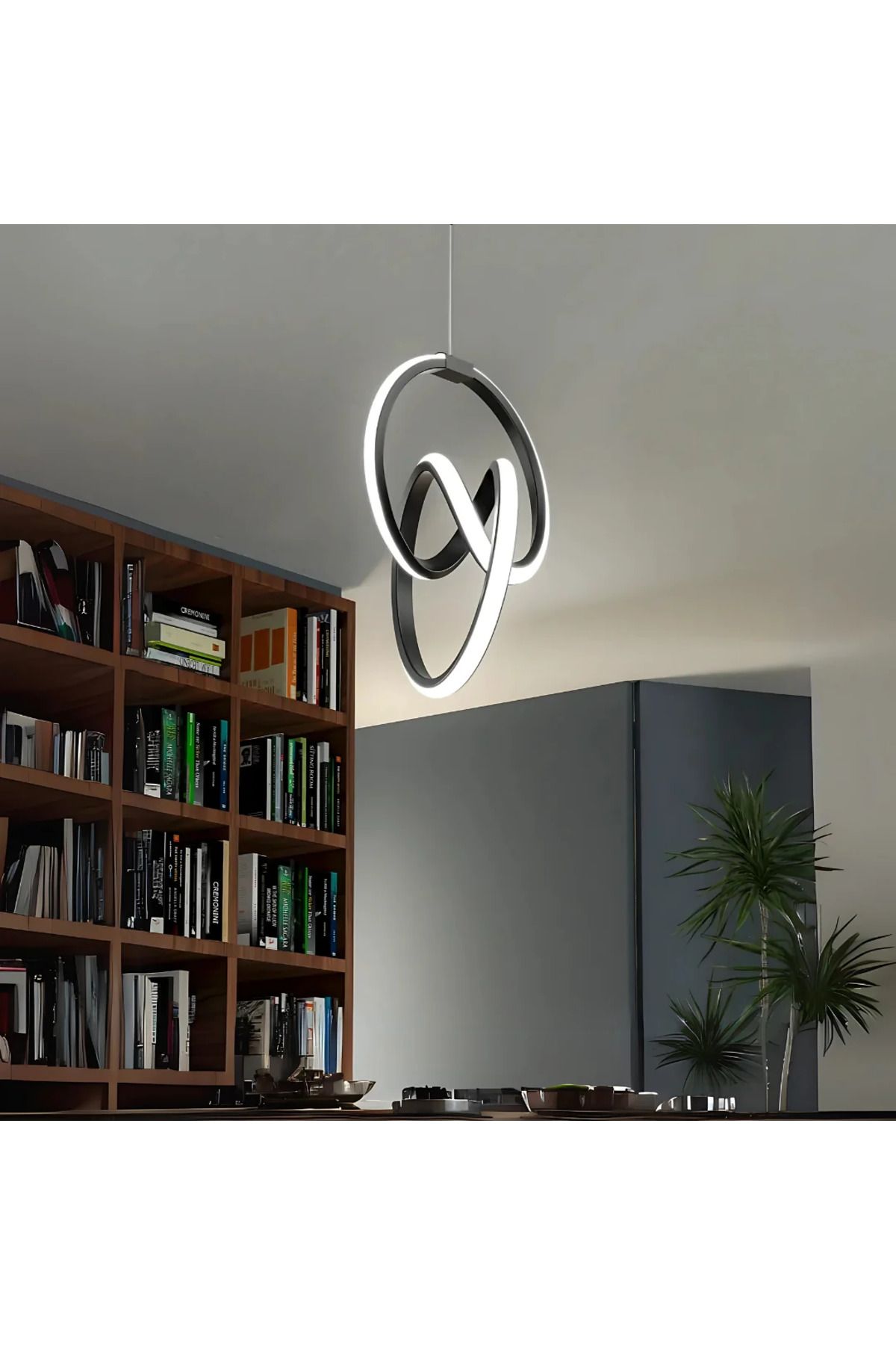durulight Elanoran Siyah Modern Beyaz Ledli Avize