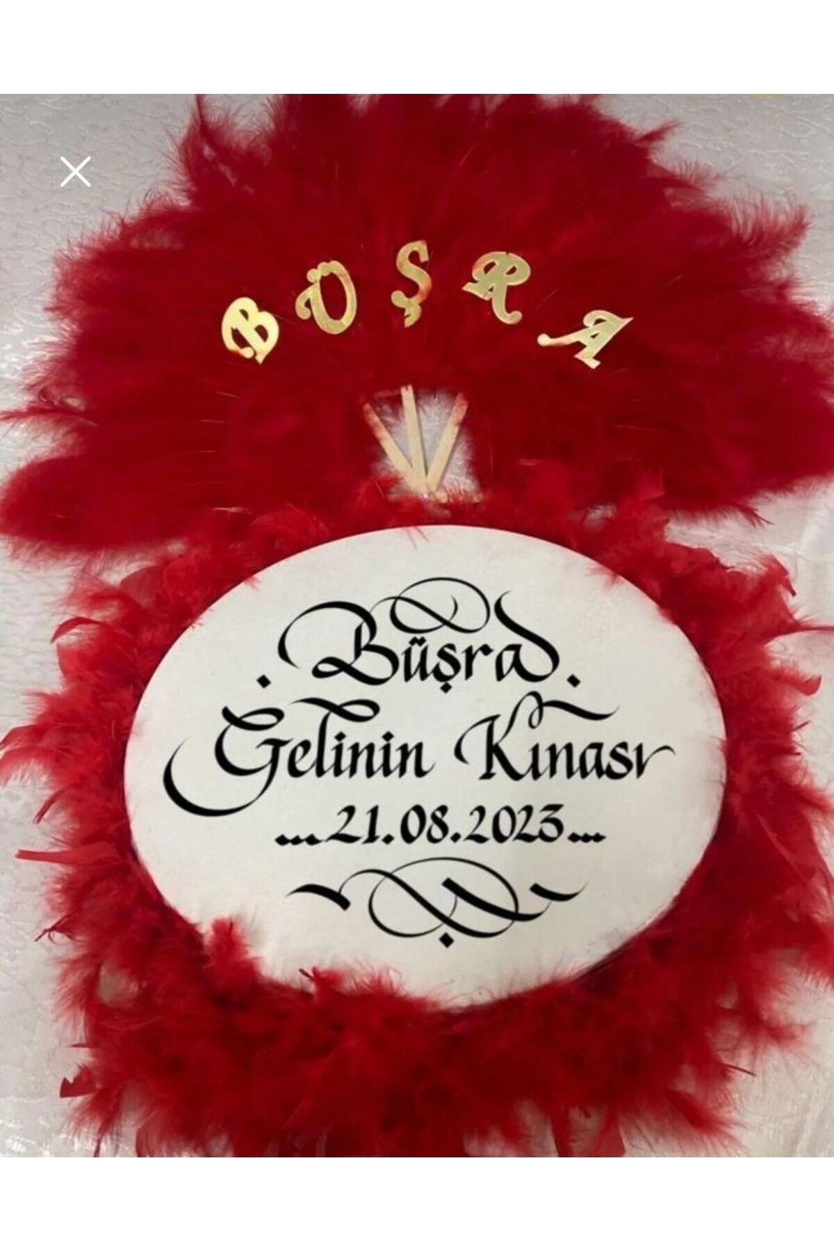 SİON Butik & Event Kişiye Özel Tüylü Gelin Yelpazesi, Ahşap Tüylü Yelpaze