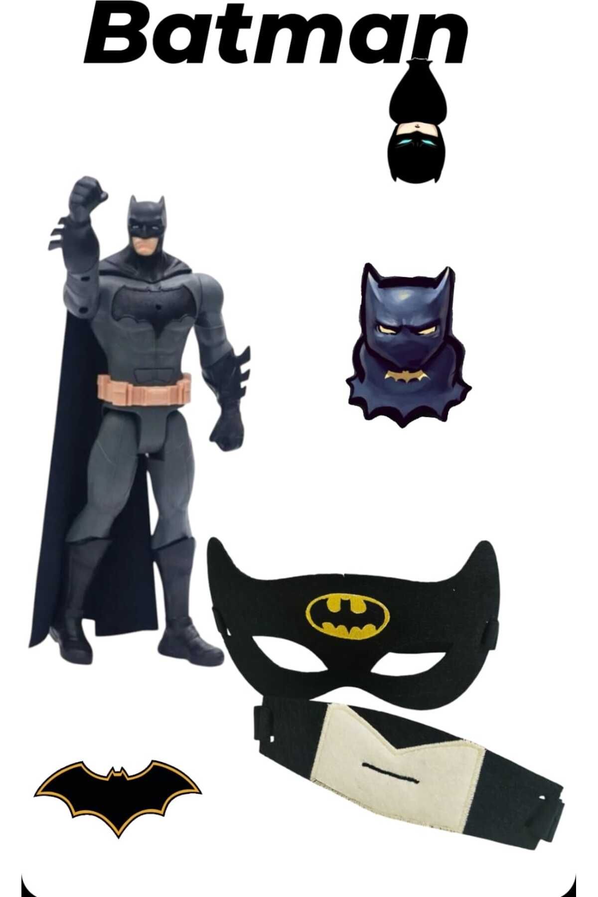 KİNKU Süper İkili Batman Seti 30 Cm Batman Karakter ve Batman Maskesi Ağızlığı