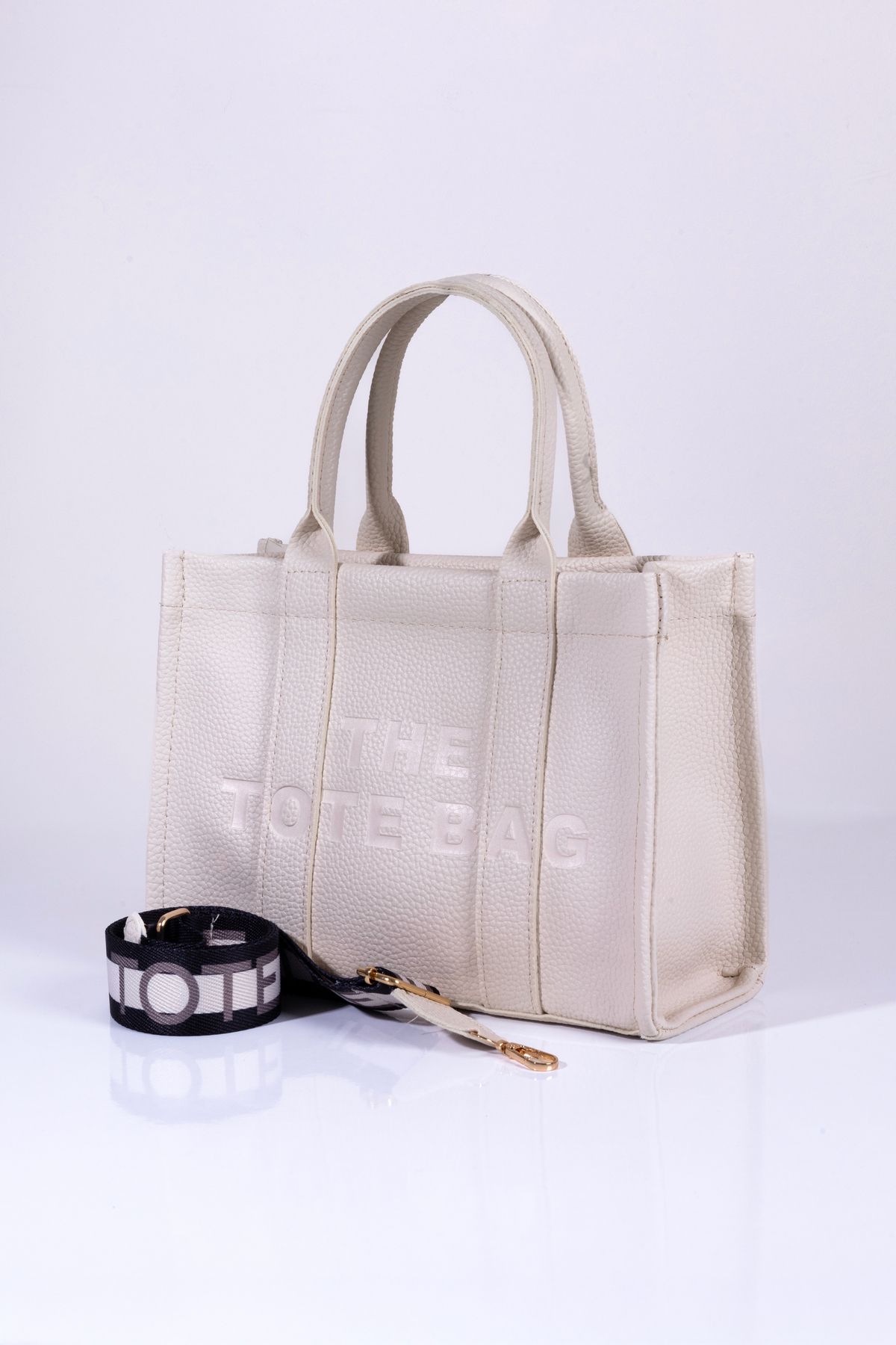 macsoo Kadın Krem The Tote Bag El Ve Çapraz Orta Boy Omuz Çantası Eni 28cm Boy 20cm