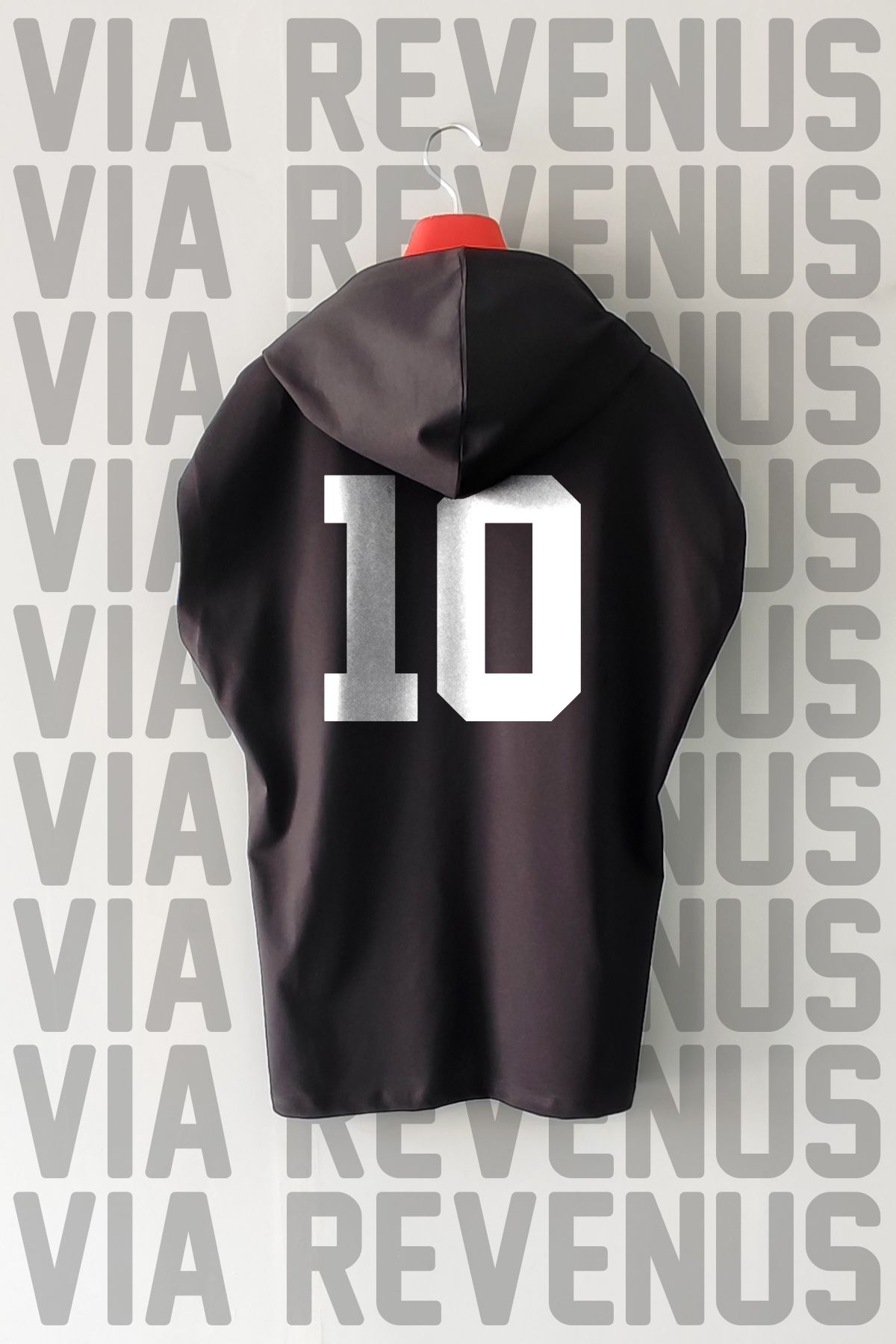 Vordevia 10 Numara Ön ve Arka Baskılı Sıfır Kollu Kapüşonlu %100 Pamuk Spor Tshirt