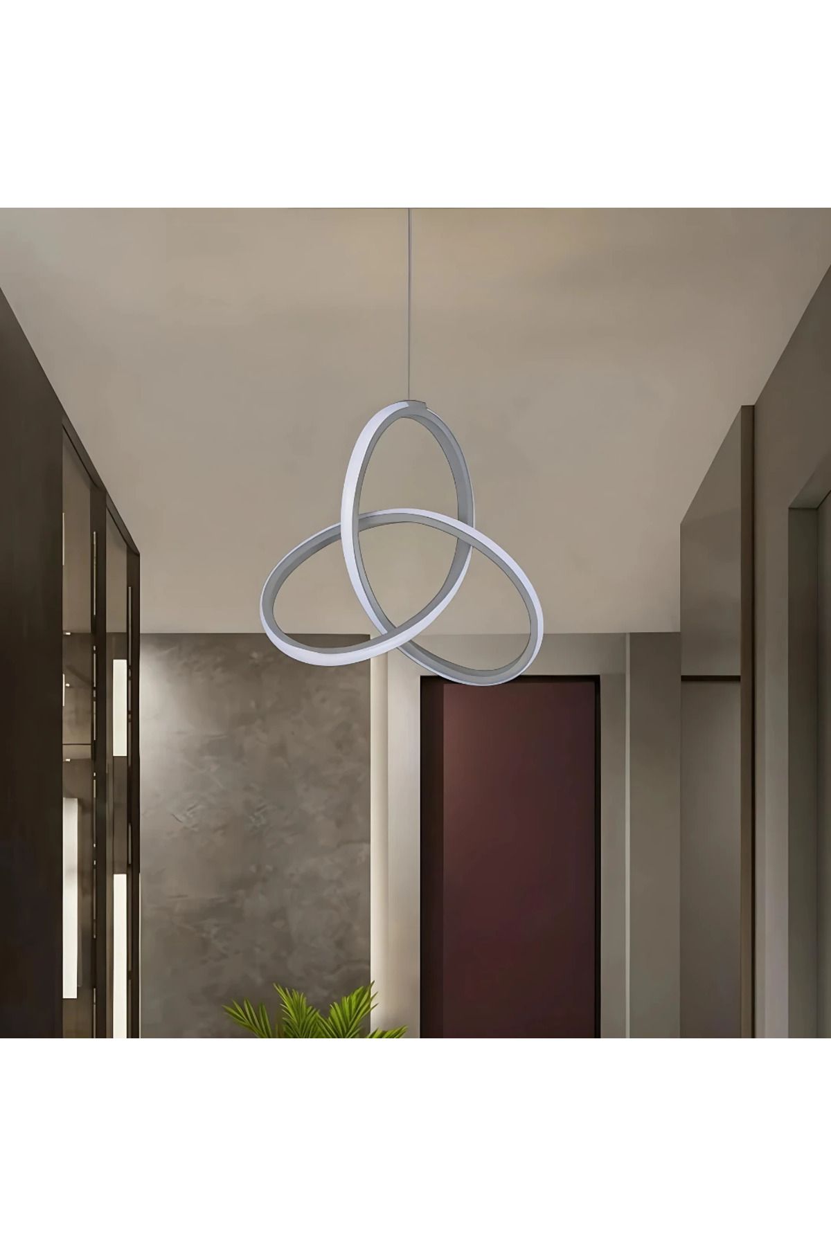 durulight Asyan Soft Gri Modern Ultra Beyaz Ledli Sarkık Ledli Avize Led Avize