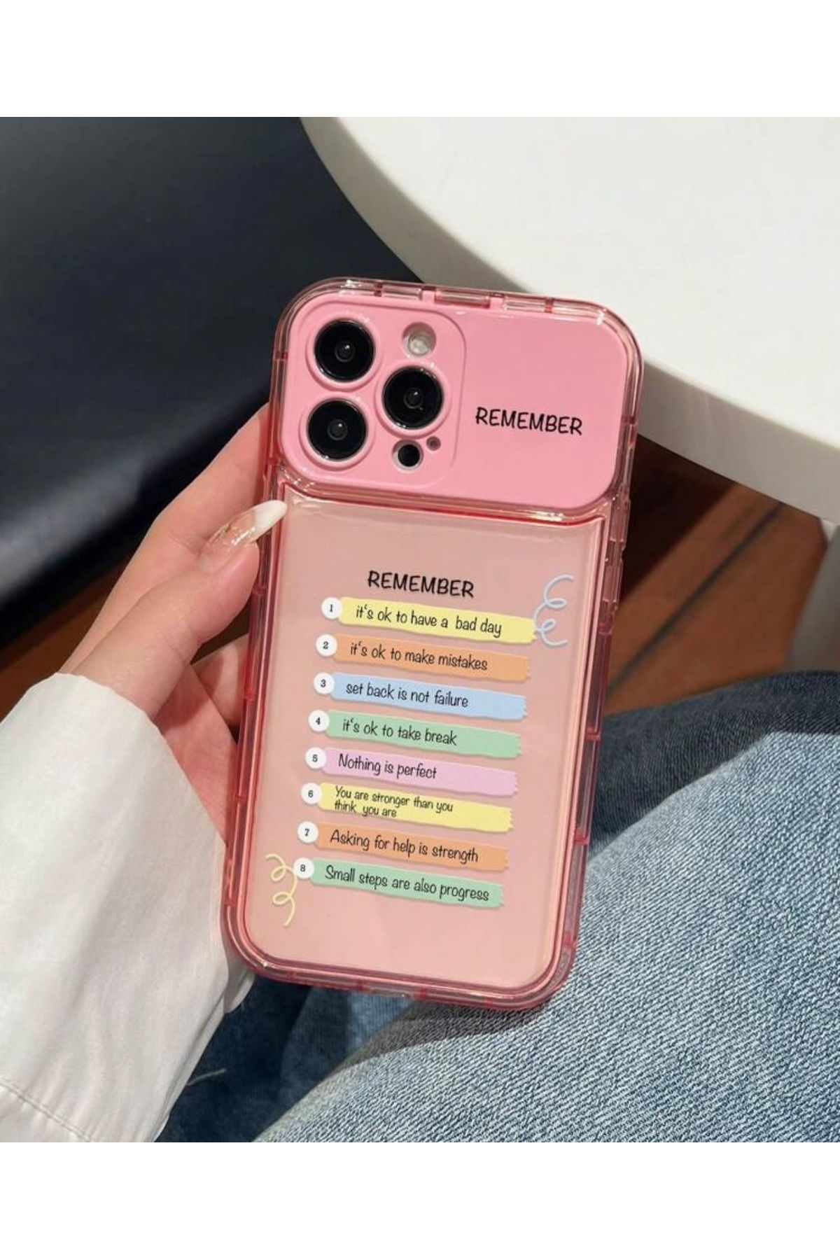 MirazTasarim IPHONE 13 PRO MAX KAMERA AYNALI KAPAKLI PEMBE DESENLİ KILIF