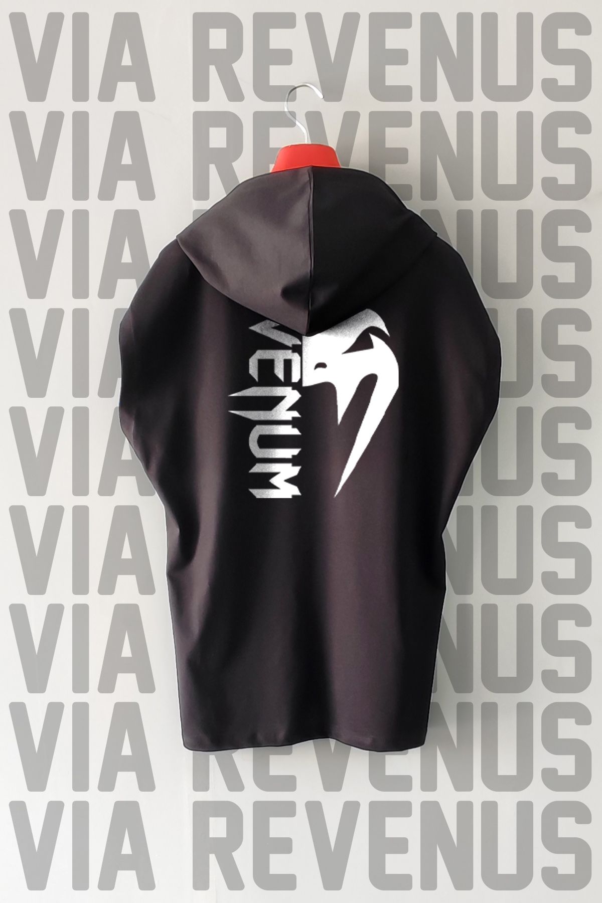 Vordevia UFC Ön ve Arka Baskılı Sıfır Kollu Kapüşonlu %100 Pamuk Spor Tshirt