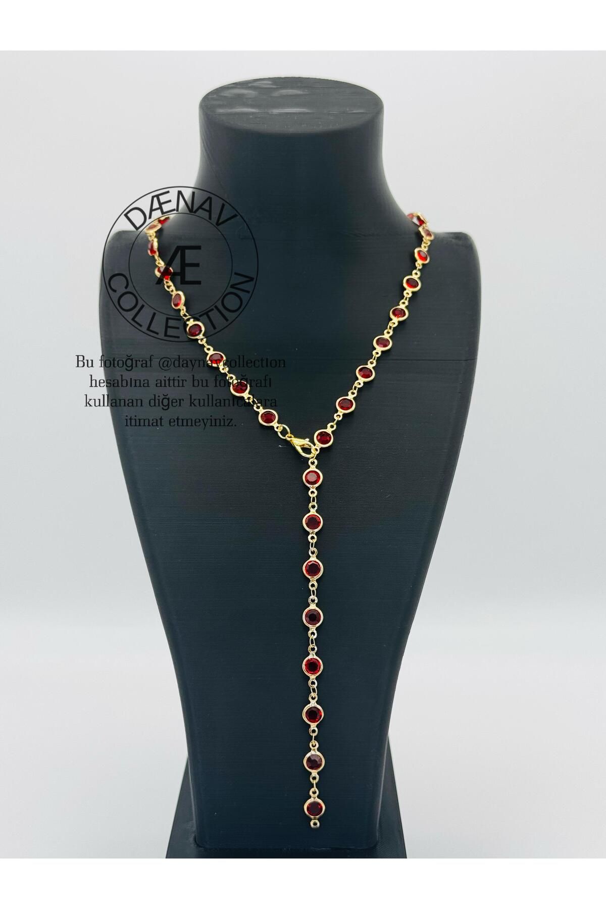 Daynav Kırmızı Taşlı 60 Cm Y Kolye